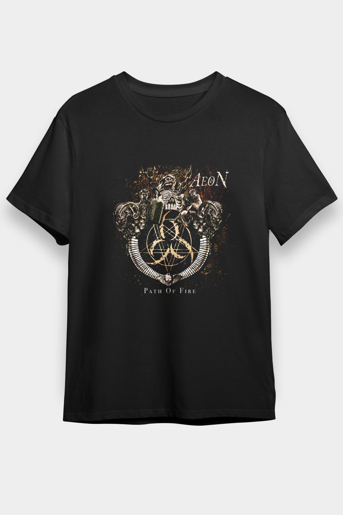 Aeon Baskılı Unisex Siyah Tişört