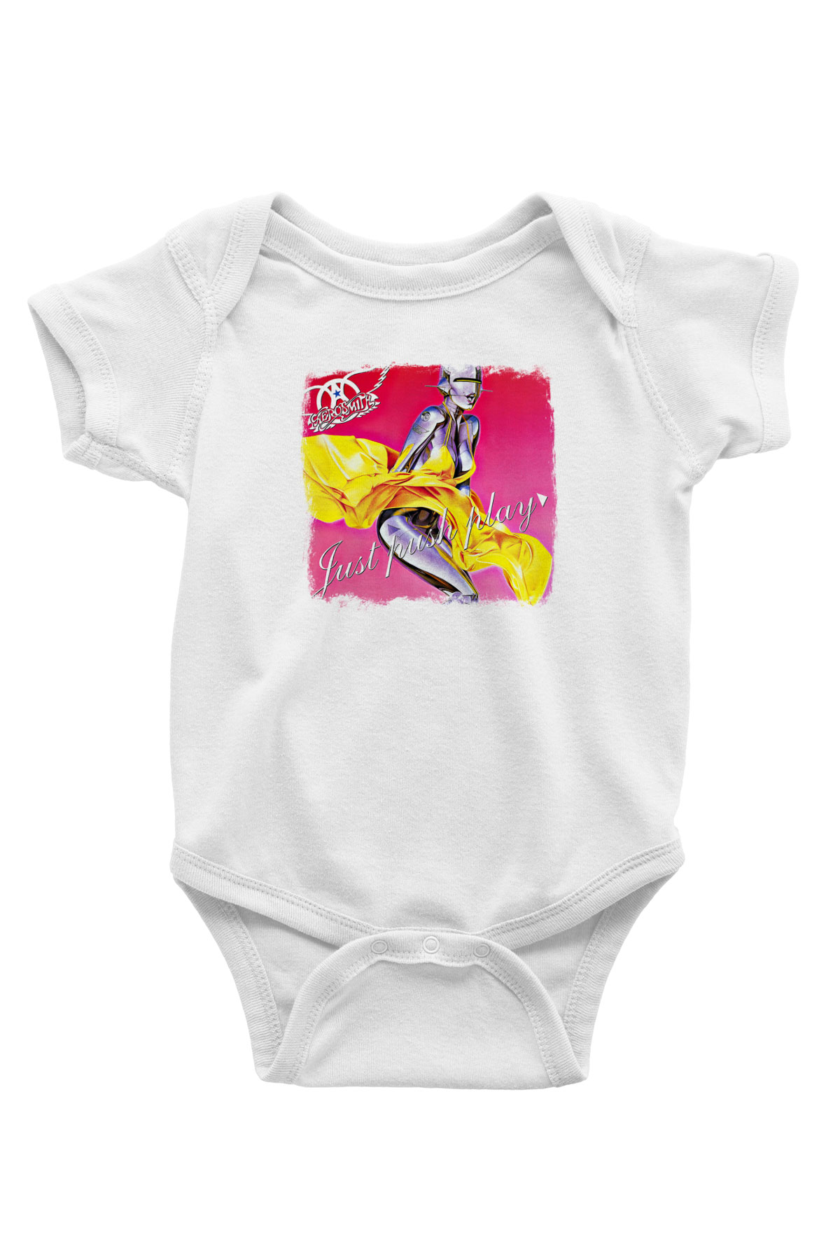 Aerosmith Baskılı Unisex Beyaz Bebek Body - Zıbın