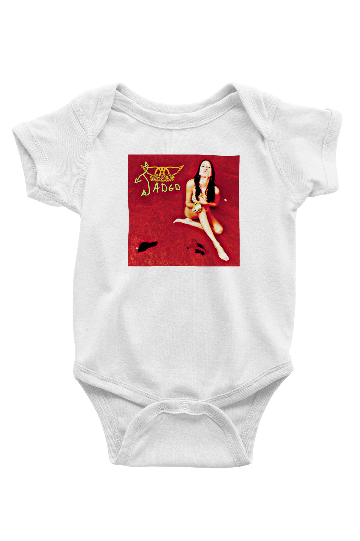 Aerosmith Baskılı Unisex Beyaz Bebek Body - Zıbın