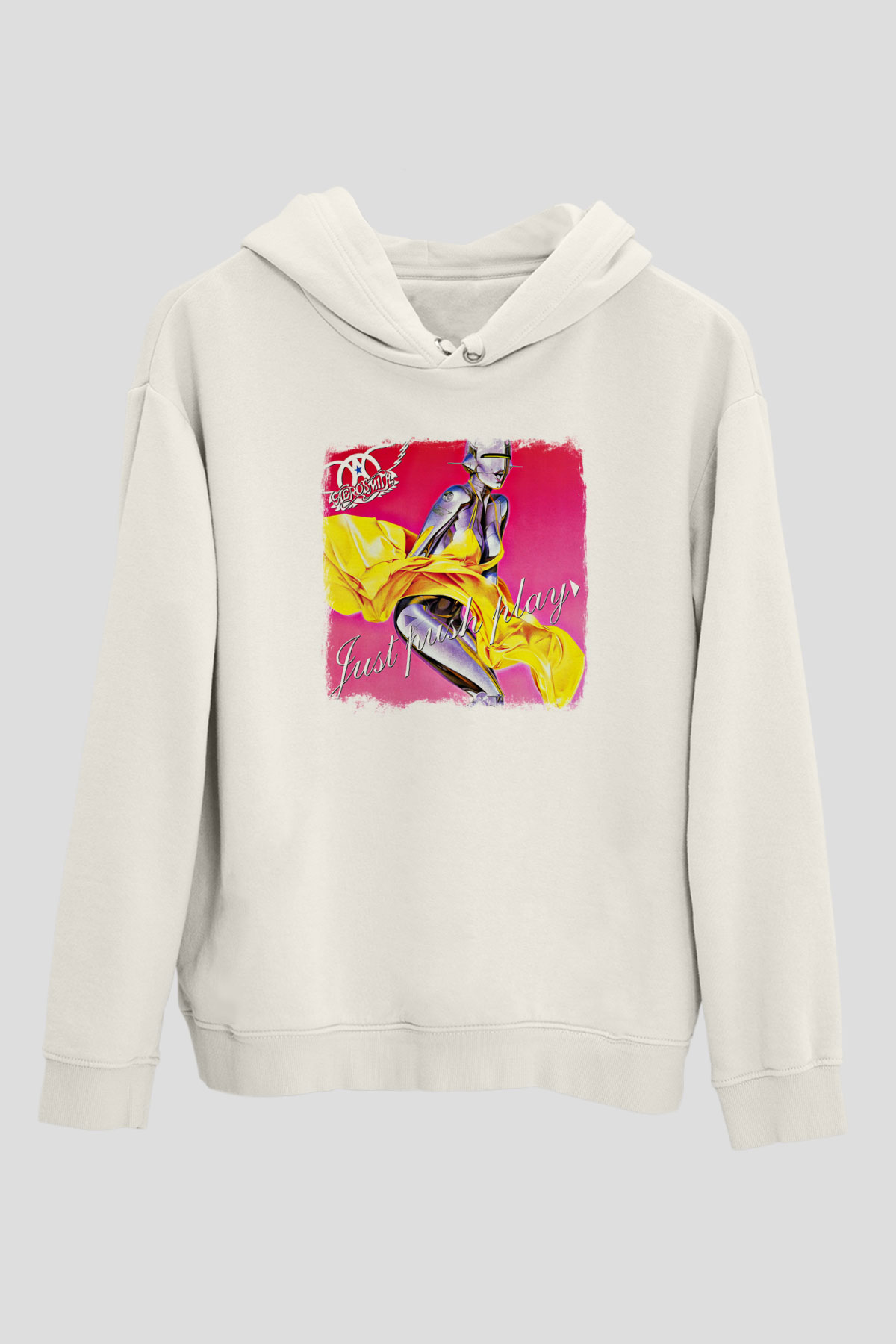 Aerosmith Baskılı Unisex Beyaz Hoodie