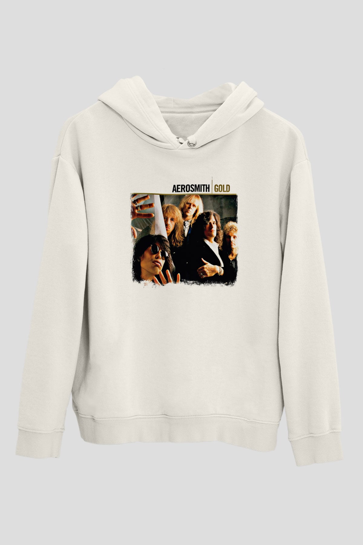 Aerosmith Baskılı Unisex Beyaz Hoodie