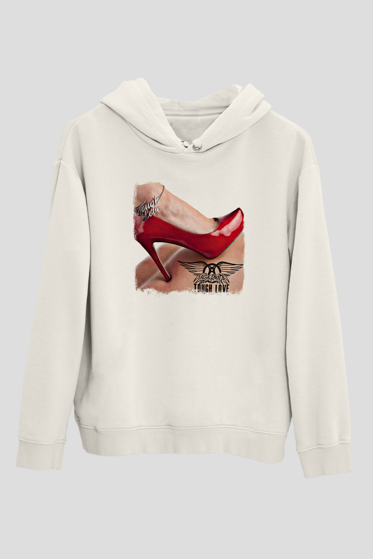 Aerosmith Baskılı Unisex Beyaz Hoodie