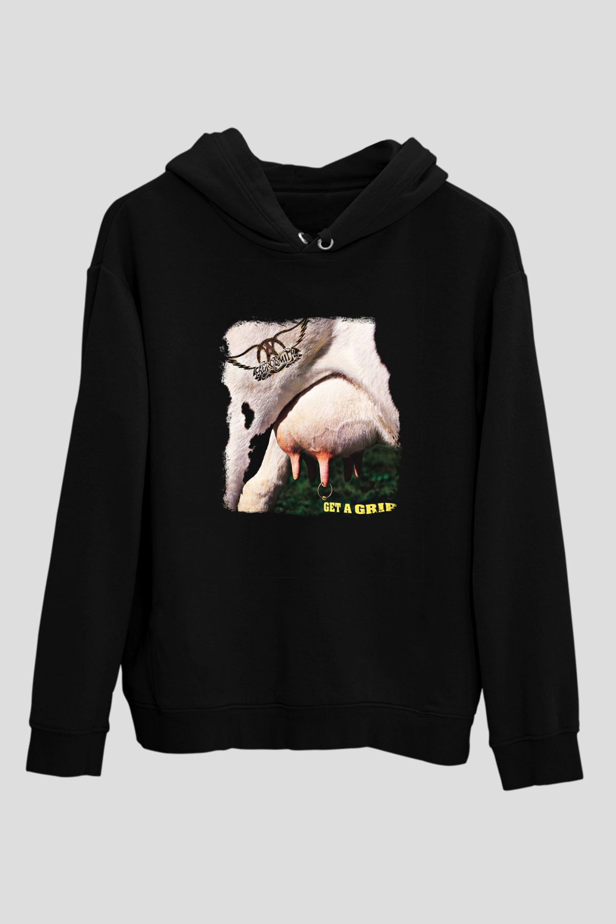 Aerosmith Baskılı Unisex Siyah Hoodie