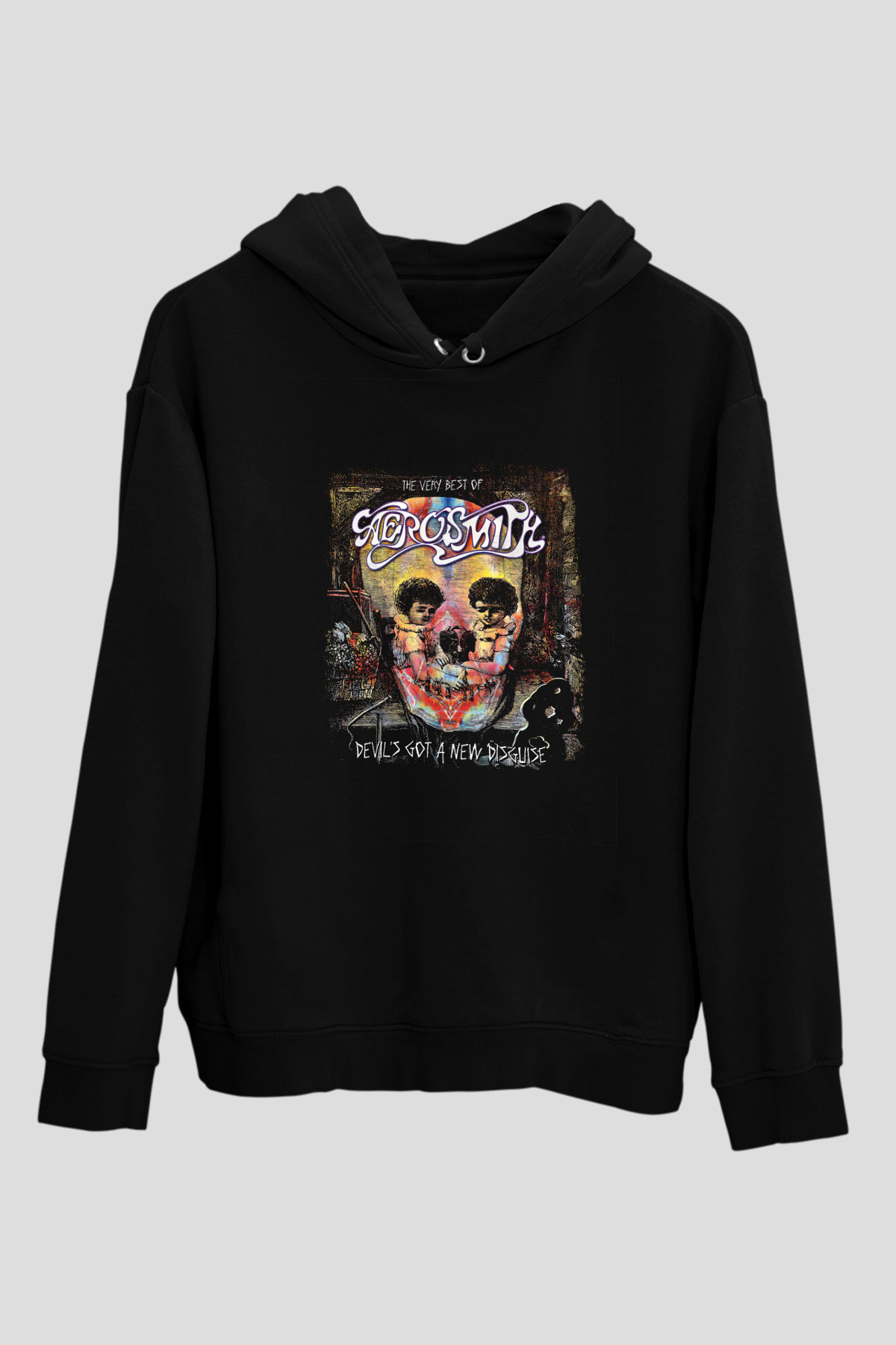 Aerosmith Baskılı Unisex Siyah Hoodie