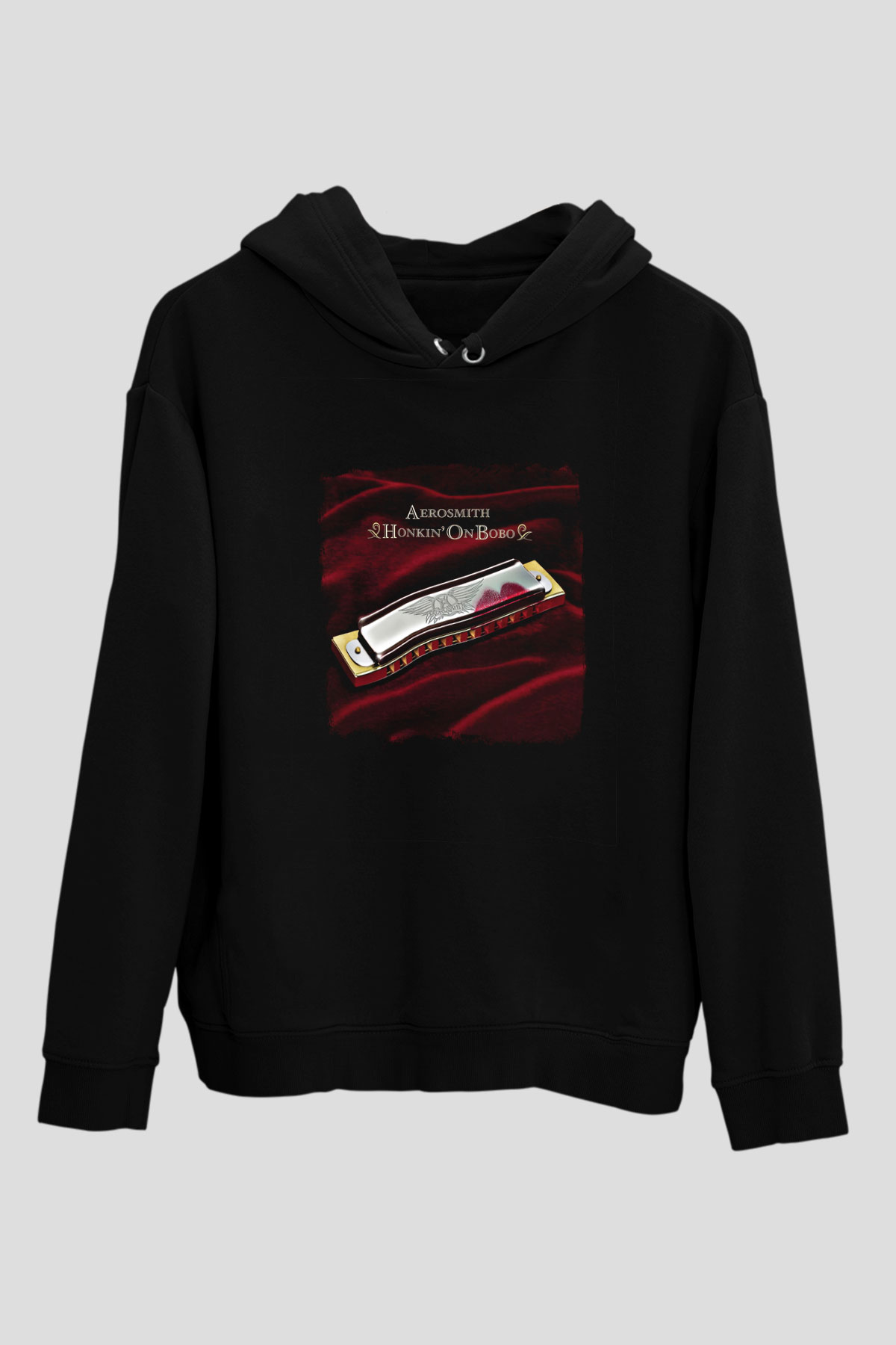 Aerosmith Baskılı Unisex Siyah Hoodie