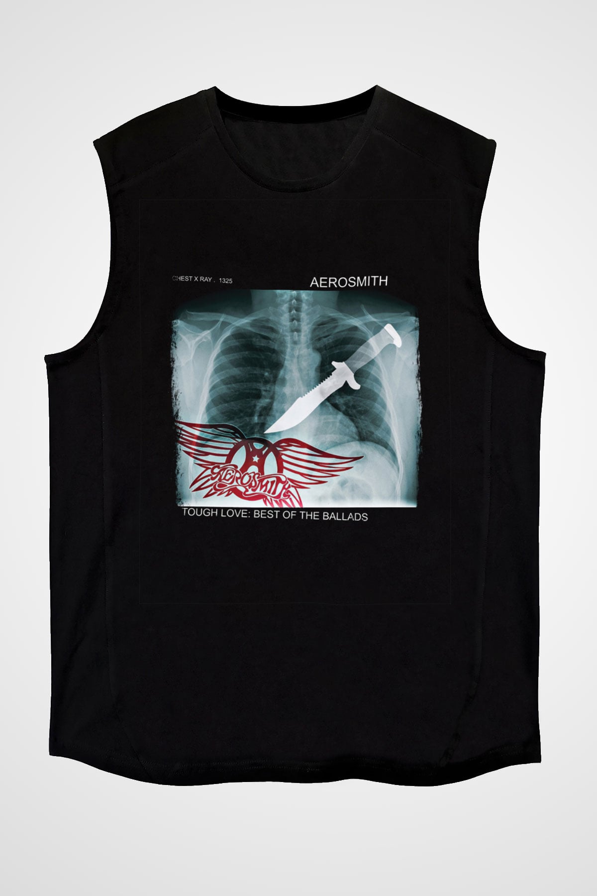 Aerosmith Baskılı Unisex Siyah Kolsuz Tişört