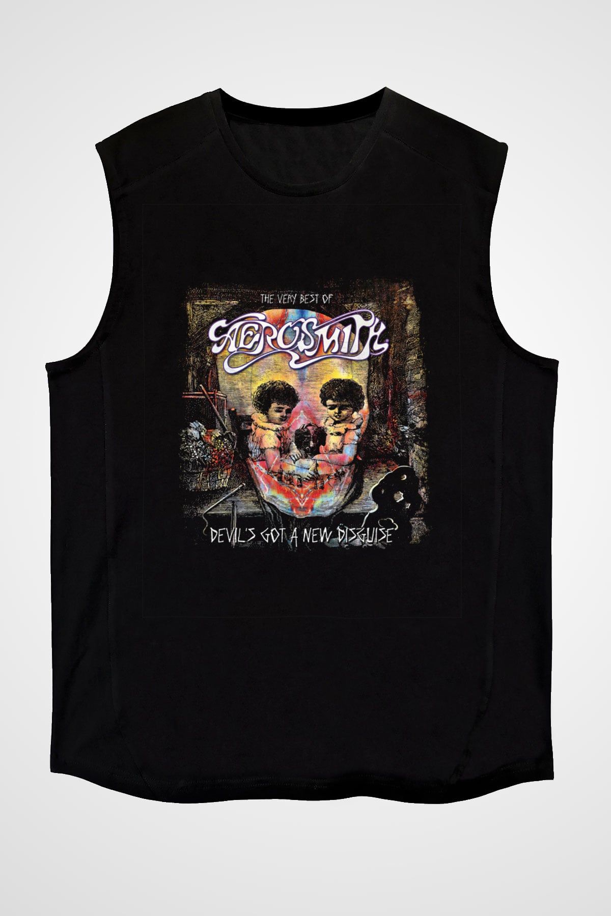 Aerosmith Baskılı Unisex Siyah Kolsuz Tişört