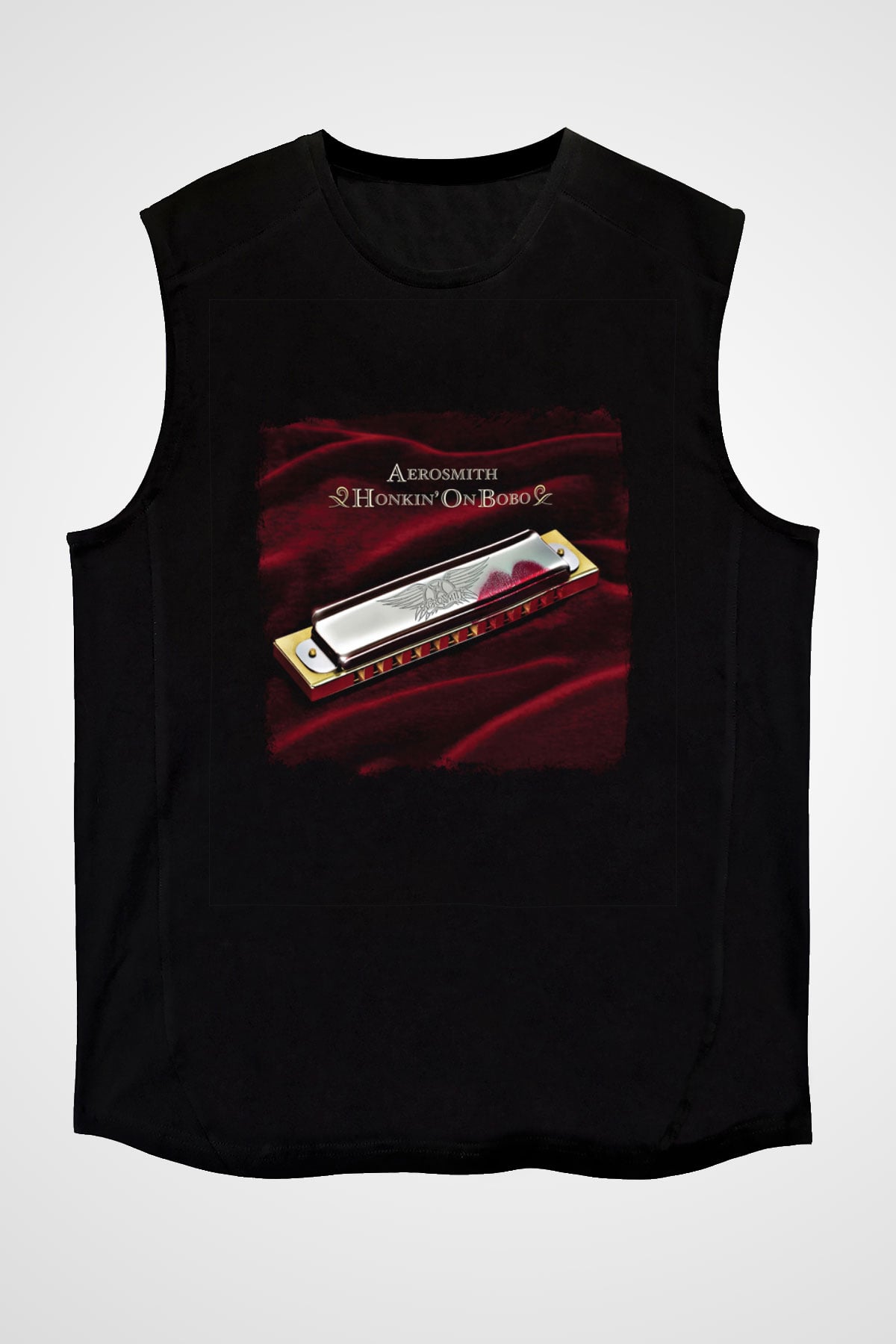 Aerosmith Baskılı Unisex Siyah Kolsuz Tişört