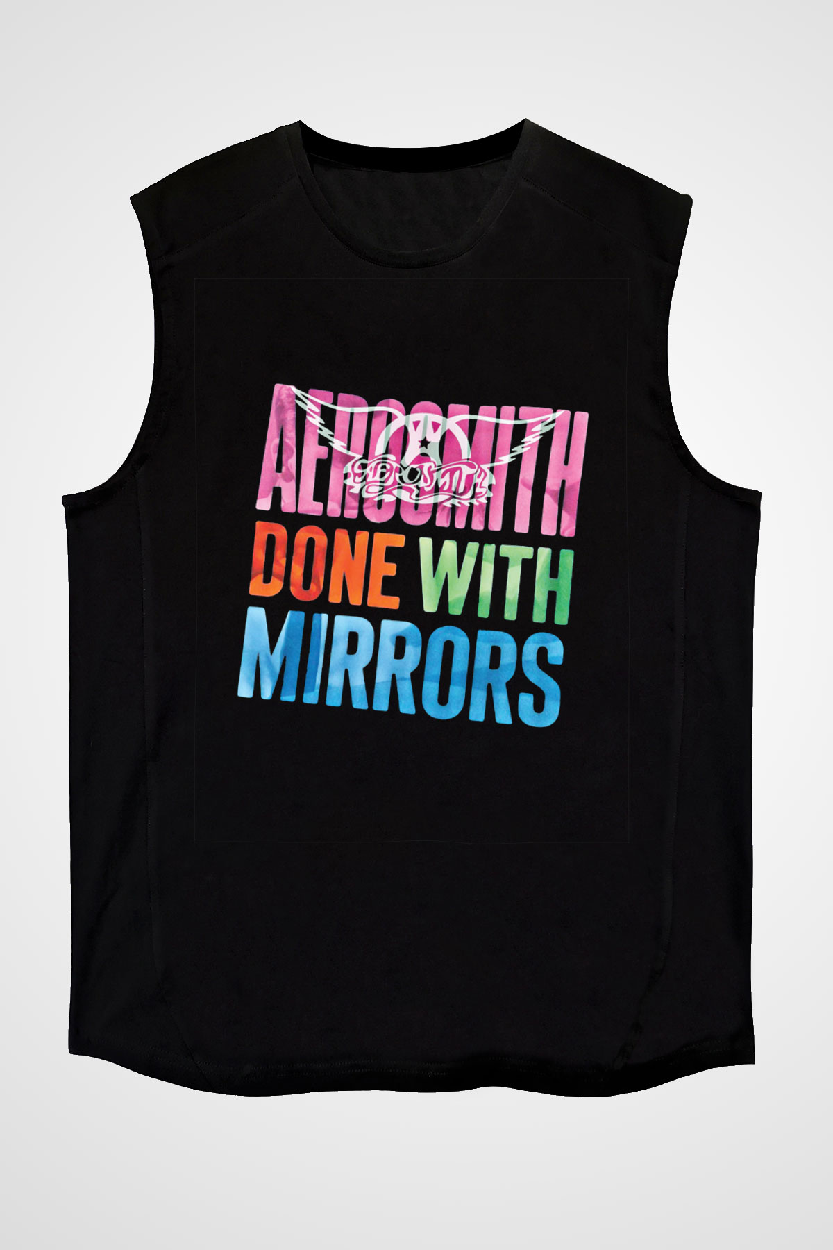 Aerosmith Baskılı Unisex Siyah Kolsuz Tişört