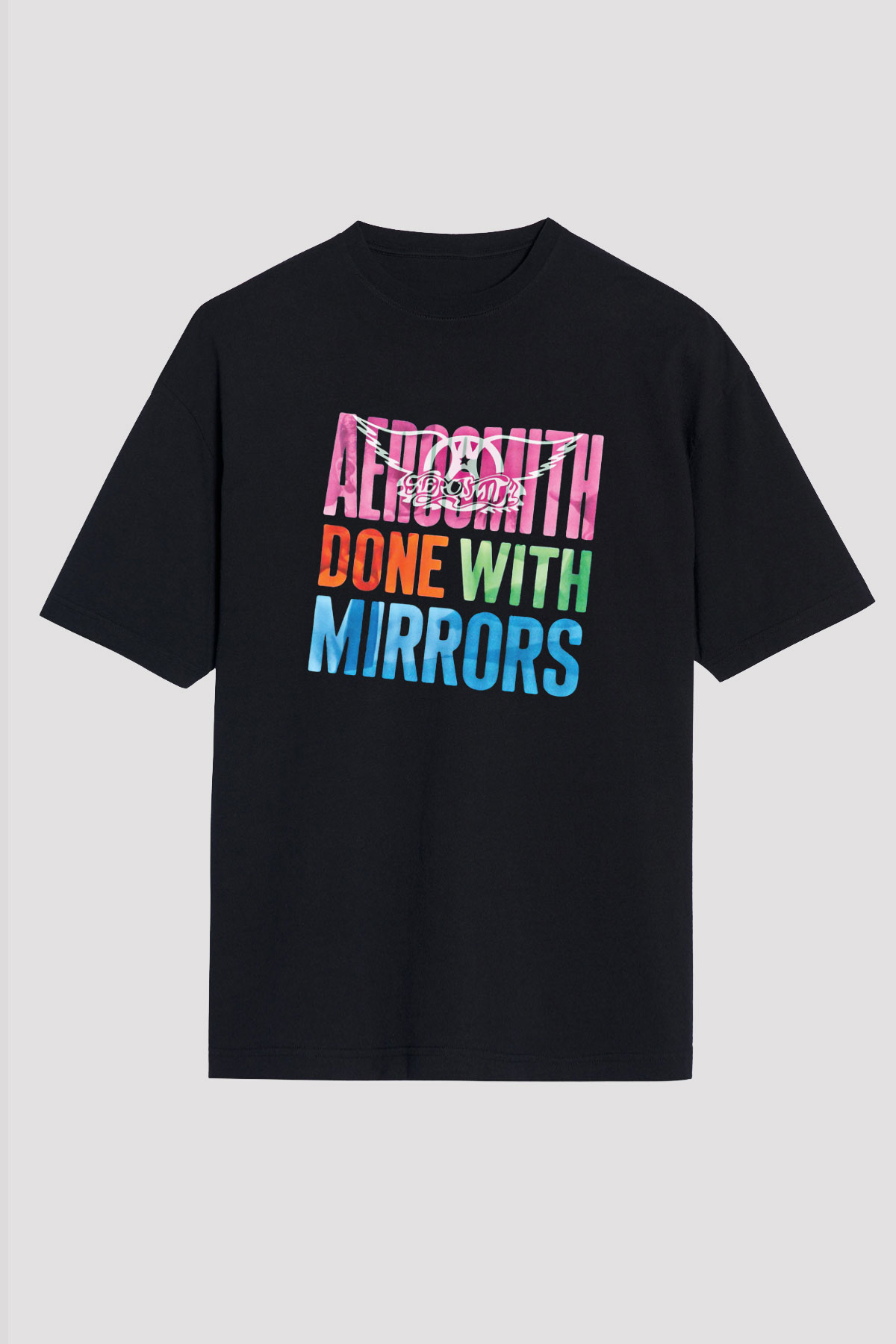 Aerosmith Baskılı Unisex Siyah Oversize Tişört
