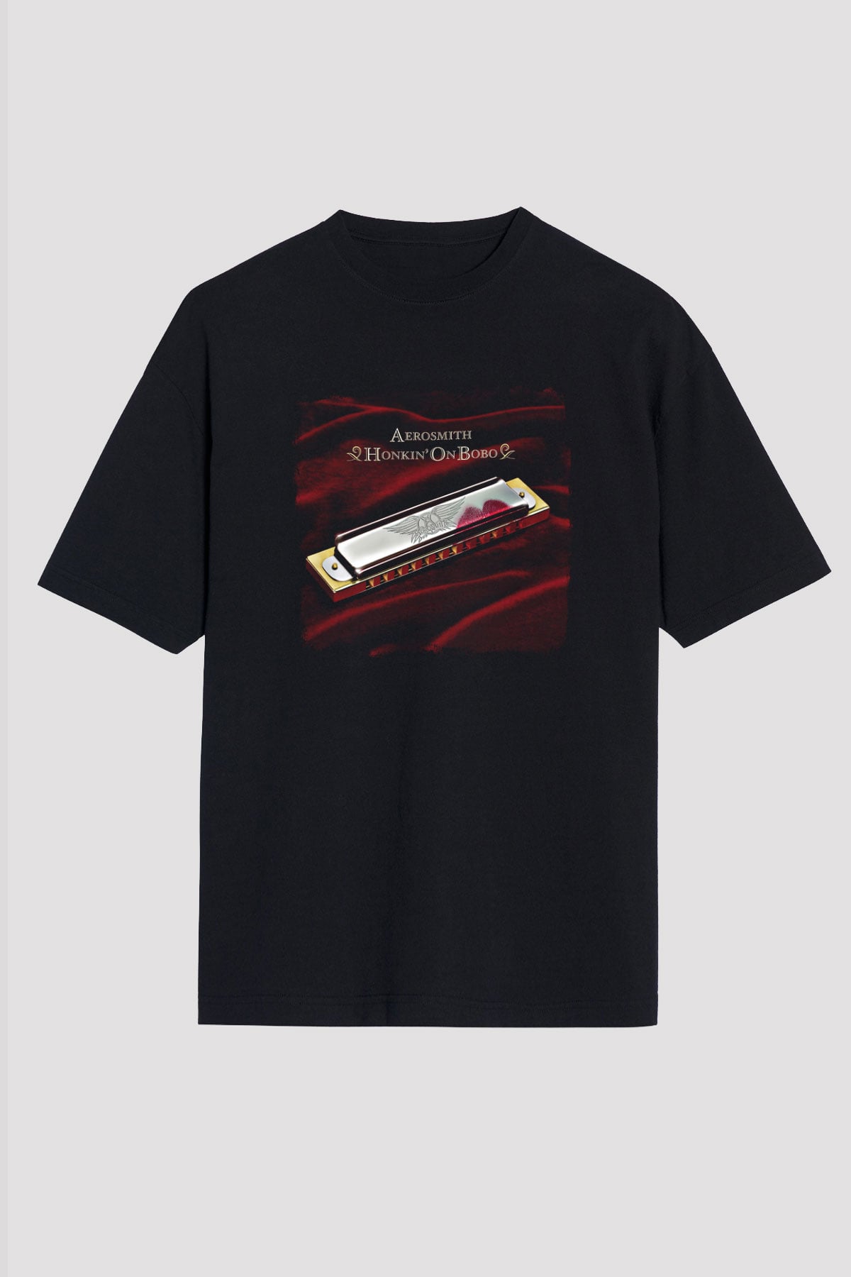 Aerosmith Baskılı Unisex Siyah Oversize Tişört