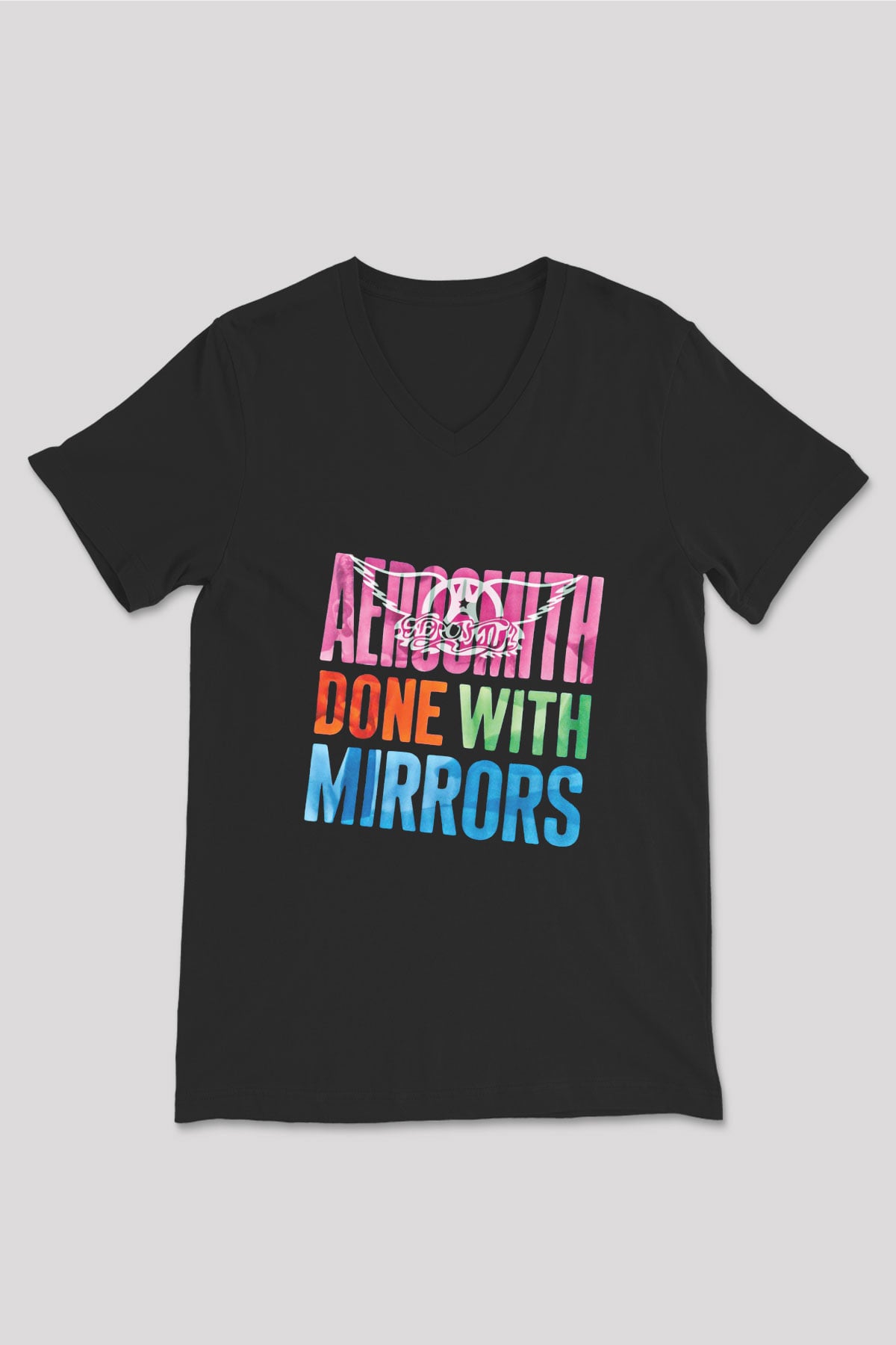 Aerosmith Baskılı Unisex Siyah V Yaka Tişört