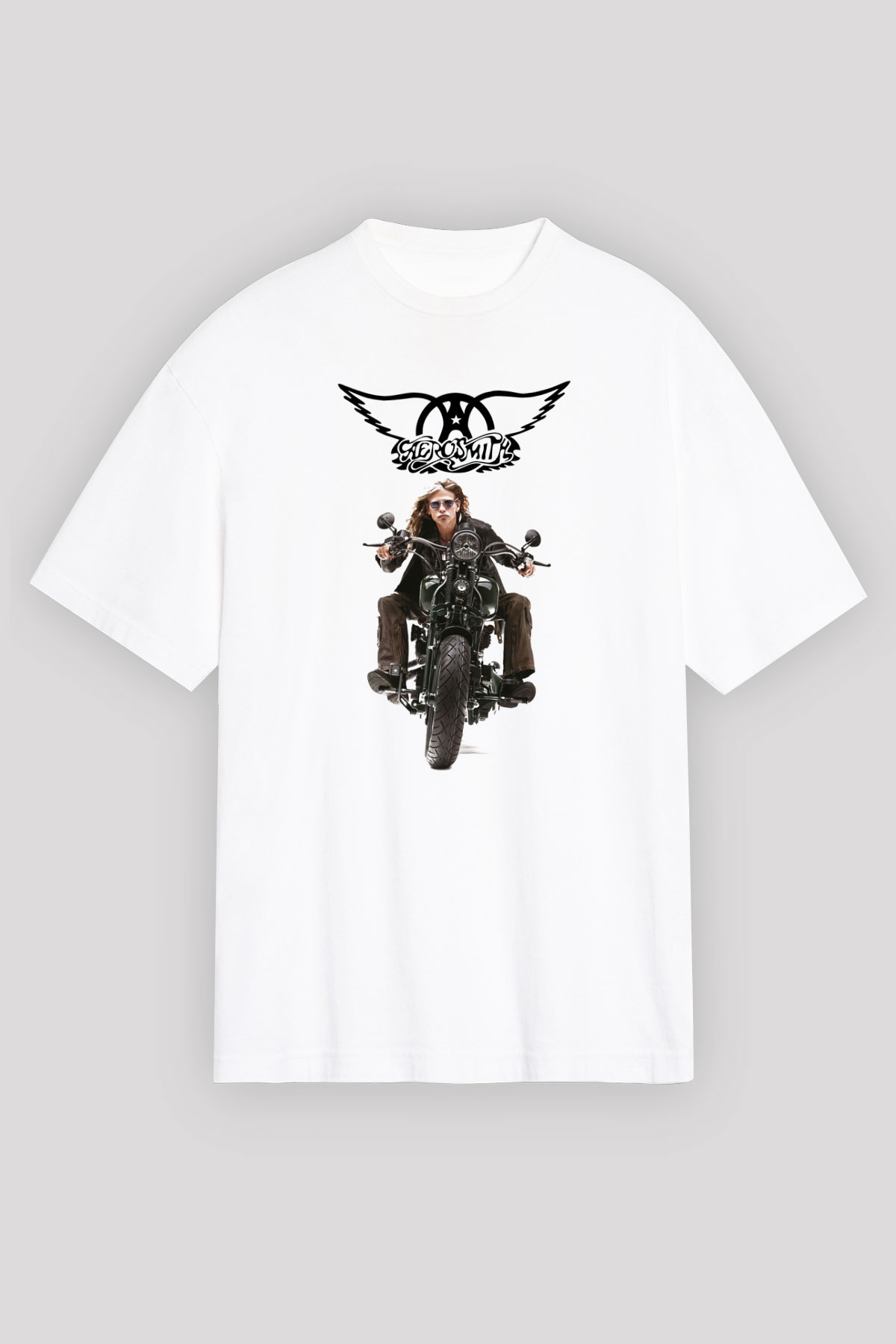 Aerosmith Beyaz Unisex Oversize Tişört T-Shirt