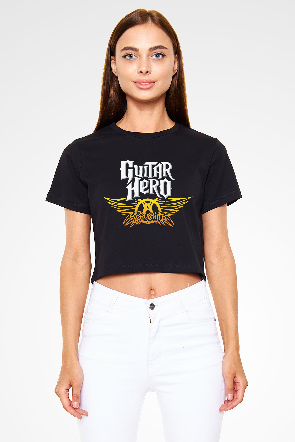 Aerosmith Siyah Crop Top Tişört