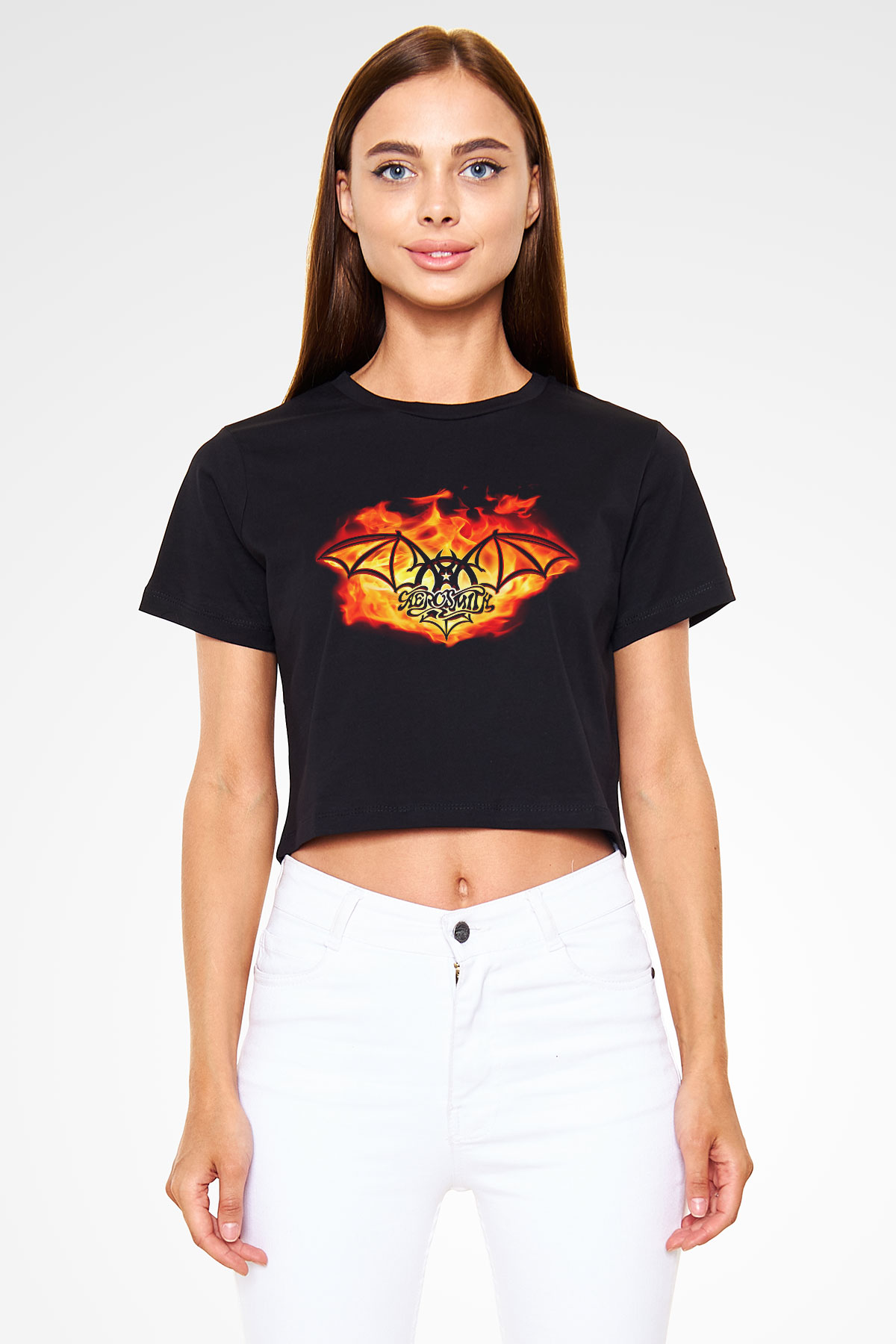 Aerosmith Siyah Crop Top Tişört