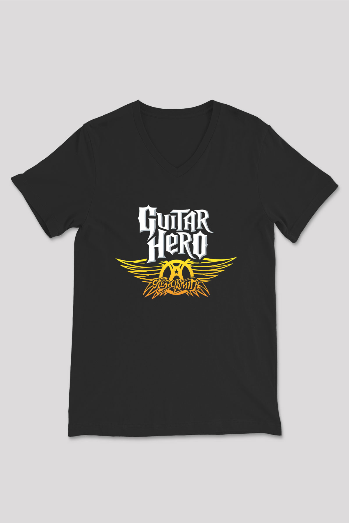 Aerosmith Siyah Unisex V Yaka Tişört T-Shirt