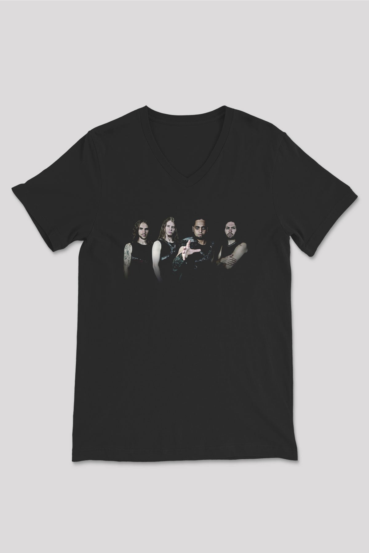 Aeternam Baskılı Unisex Siyah V Yaka Tişört - Tshirt