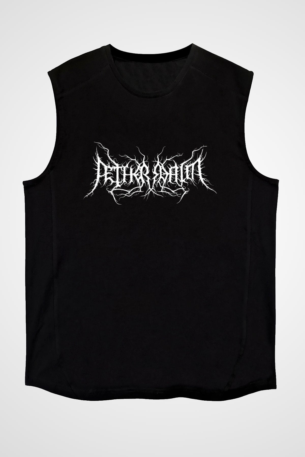Aether Realm Baskılı Unisex Siyah Kolsuz Tişört - Tshirt
