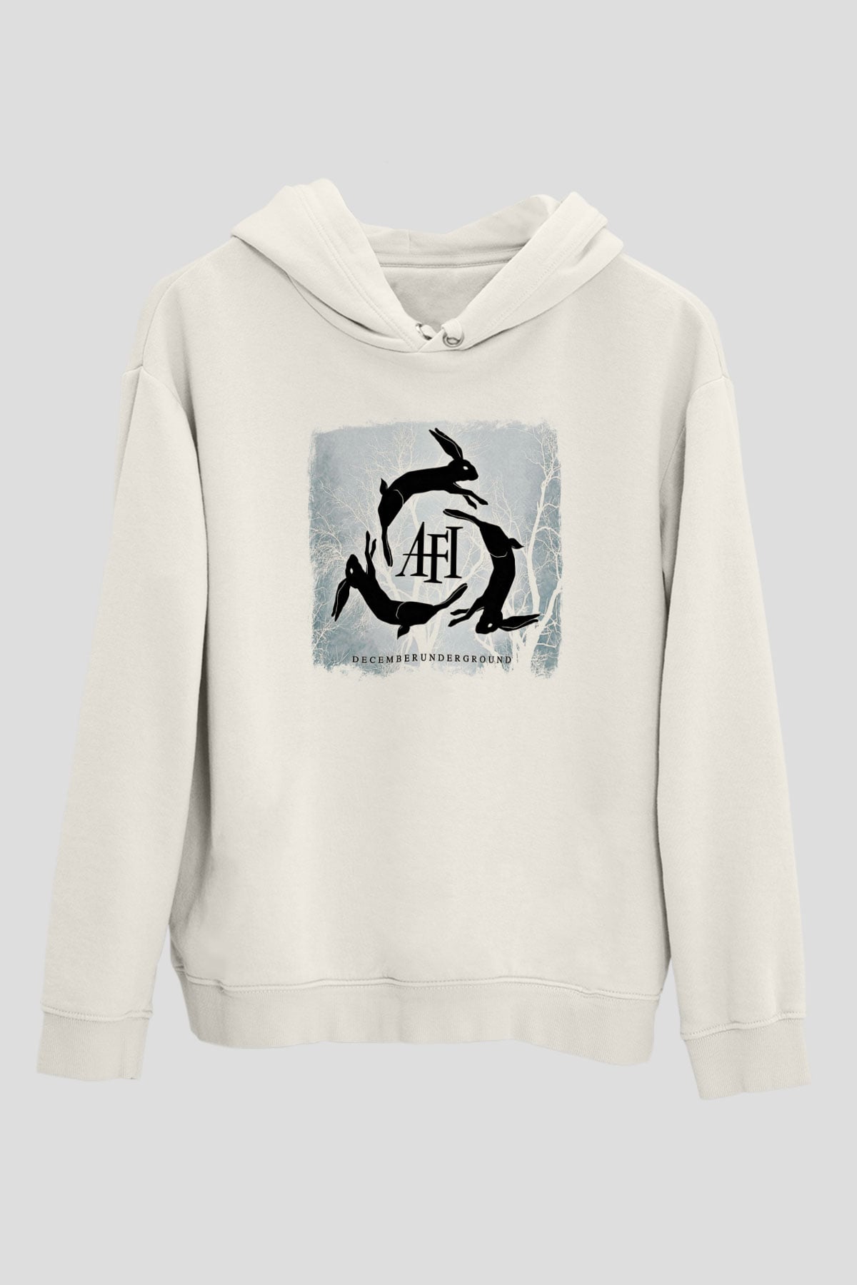 Afi Baskılı Unisex Beyaz Hoodie