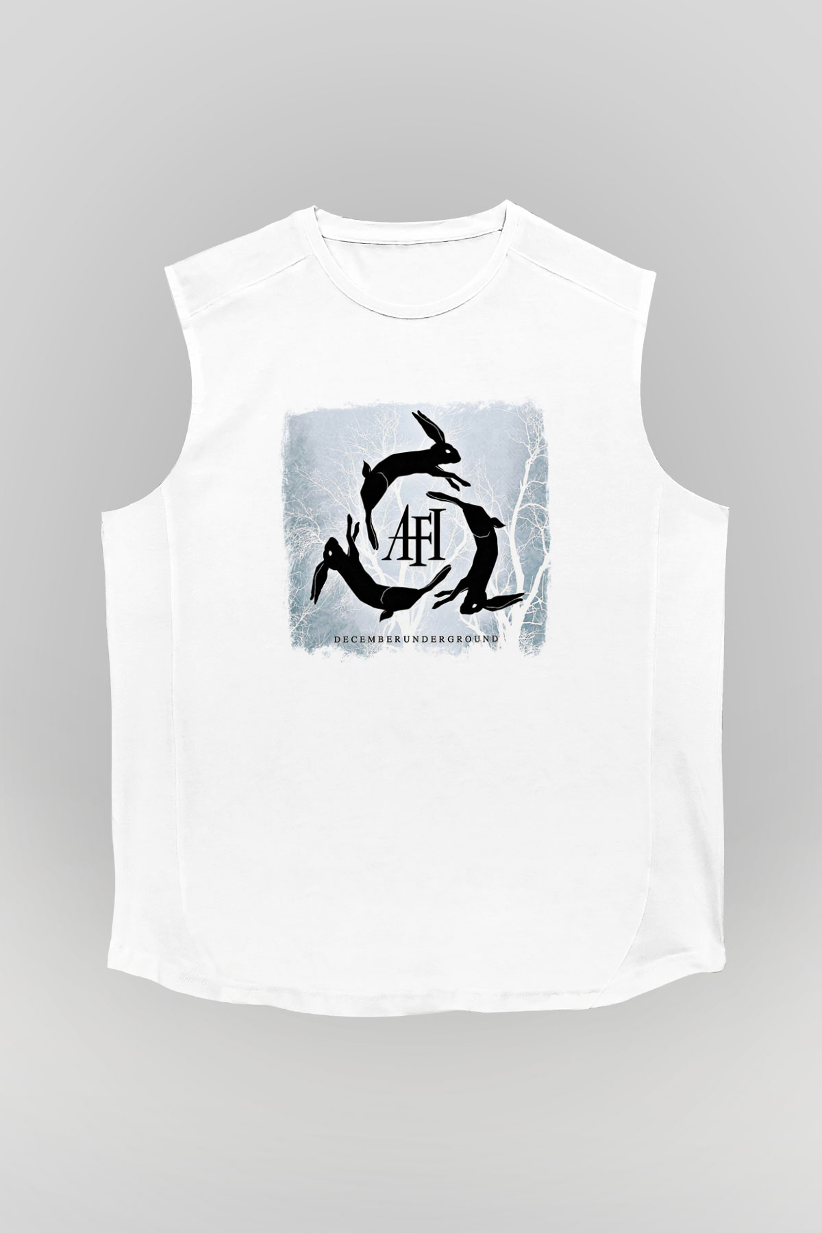 Afi Baskılı Unisex Beyaz Kolsuz Tişört