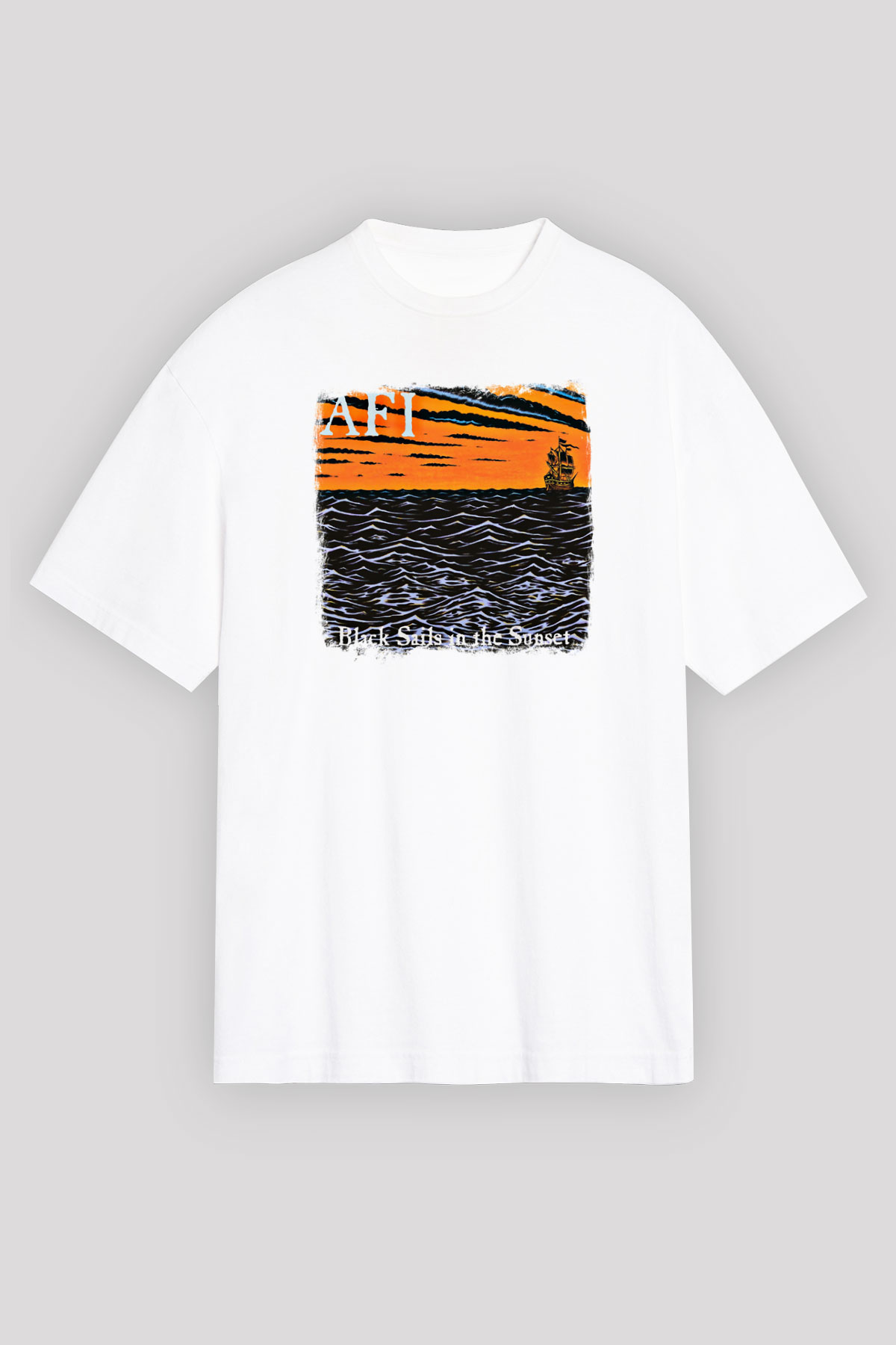 Afi Baskılı Unisex Beyaz Oversize Tişört
