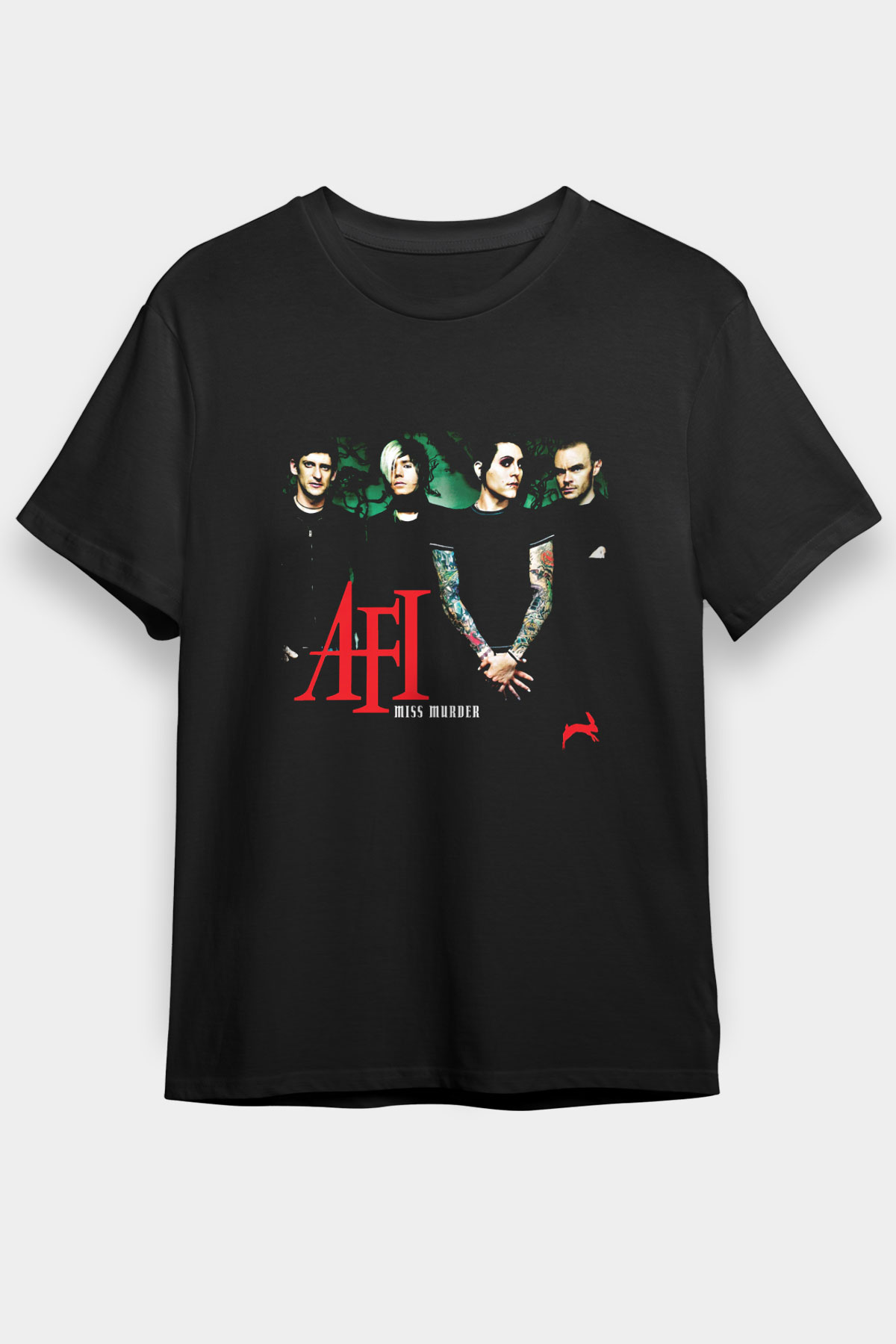 Afi Baskılı Unisex Siyah Tişört