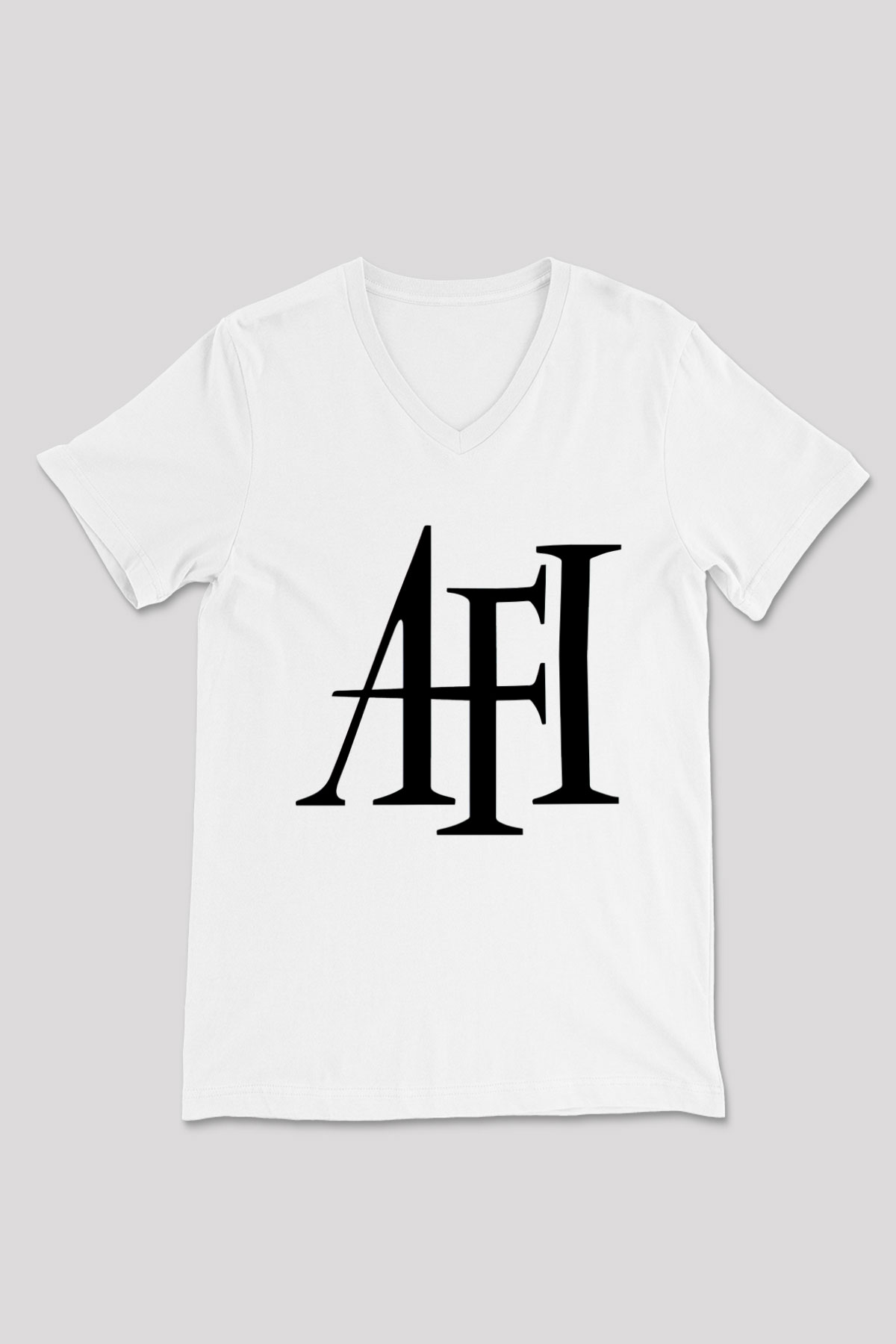 Afi Beyaz Unisex V Yaka Tişört T-Shirt