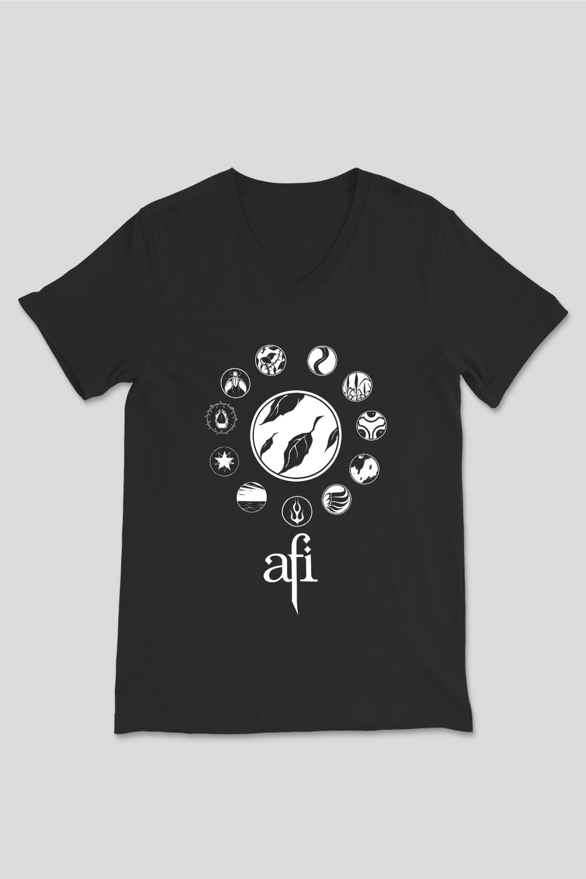 Afi Siyah Unisex V Yaka Tişört T-Shirt