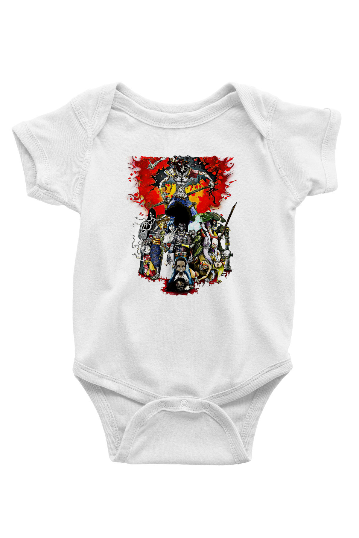 Afro Samurai Baskılı Beyaz Unisex Bebek Body - Zıbın