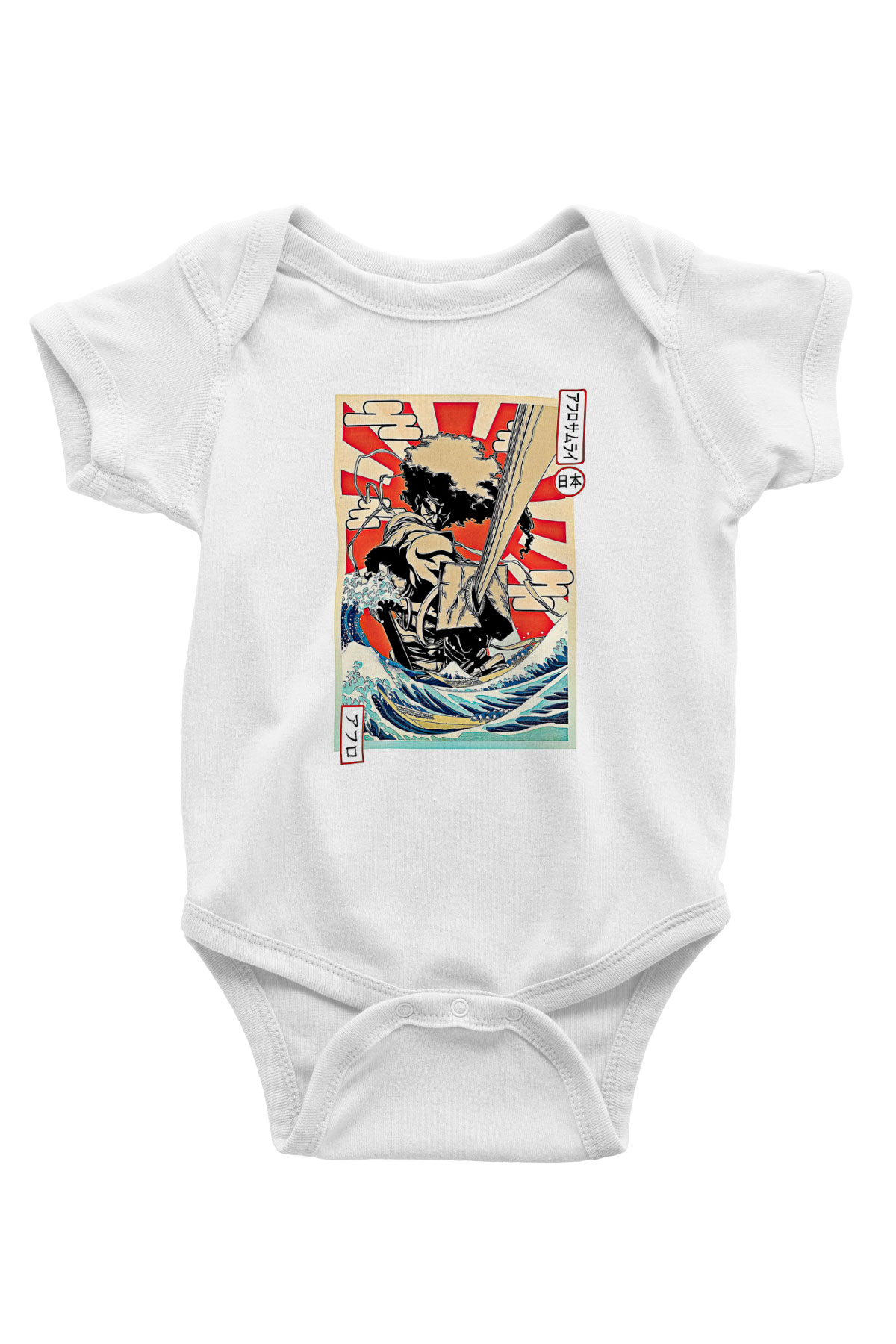 Afro Samurai Baskılı Beyaz Unisex Bebek Body - Zıbın