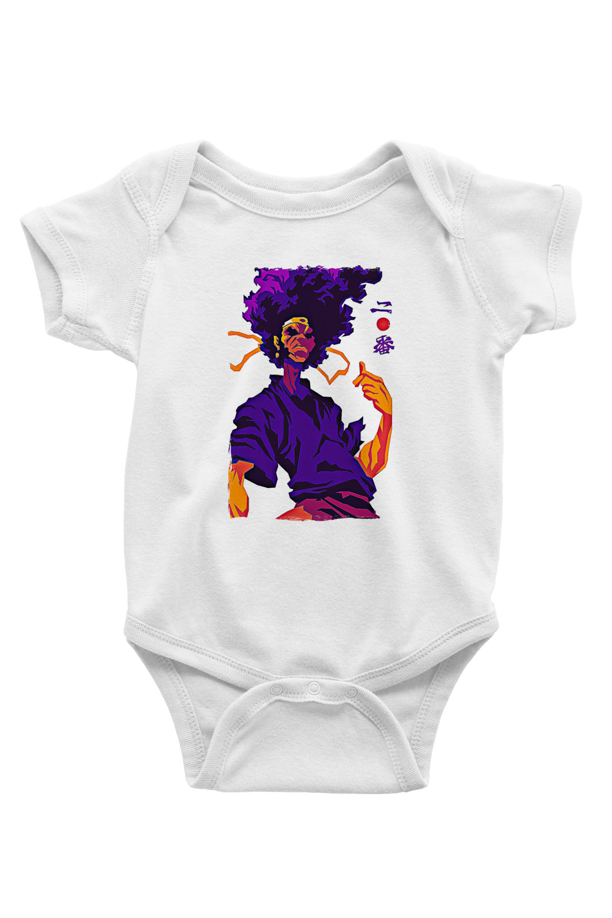 Afro Samurai Baskılı Beyaz Unisex Bebek Body - Zıbın