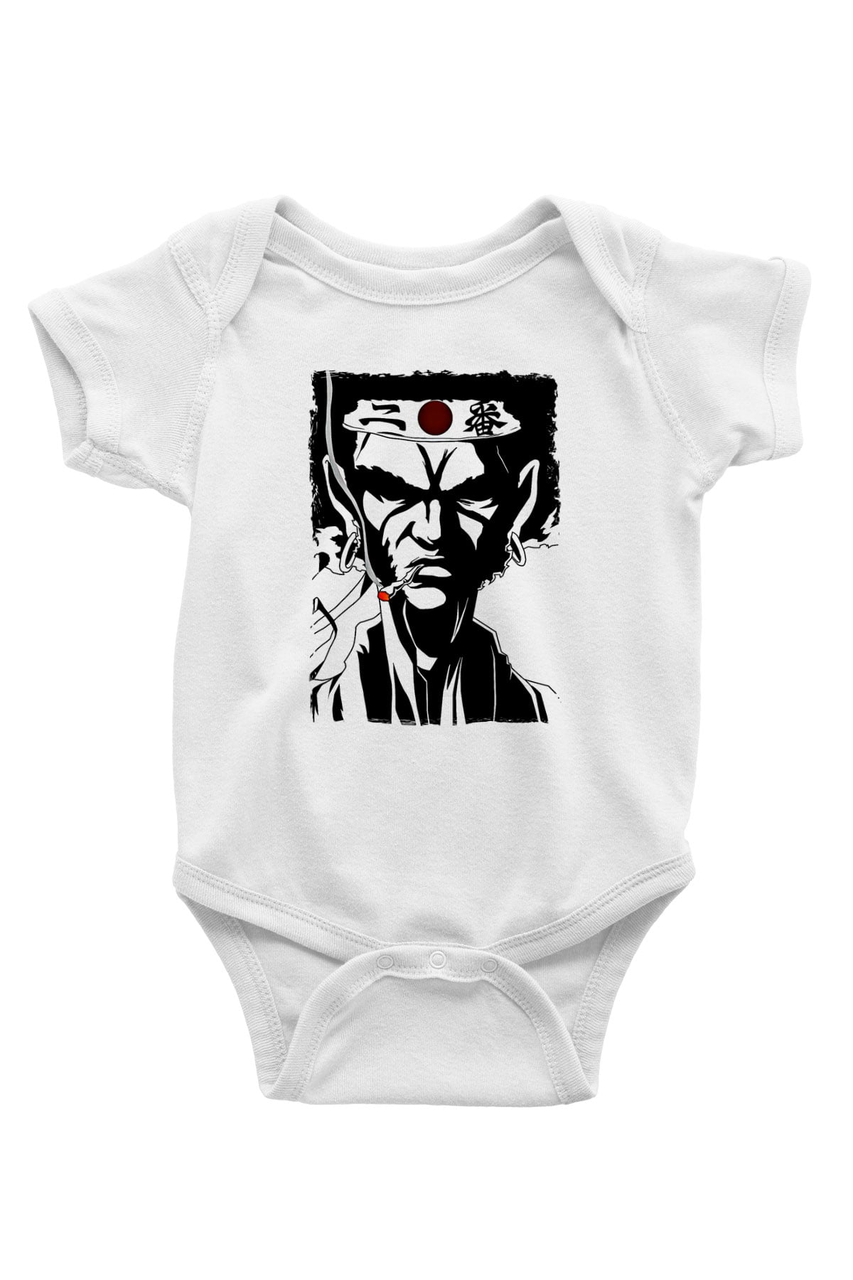Afro Samurai Baskılı Beyaz Unisex Bebek Body - Zıbın