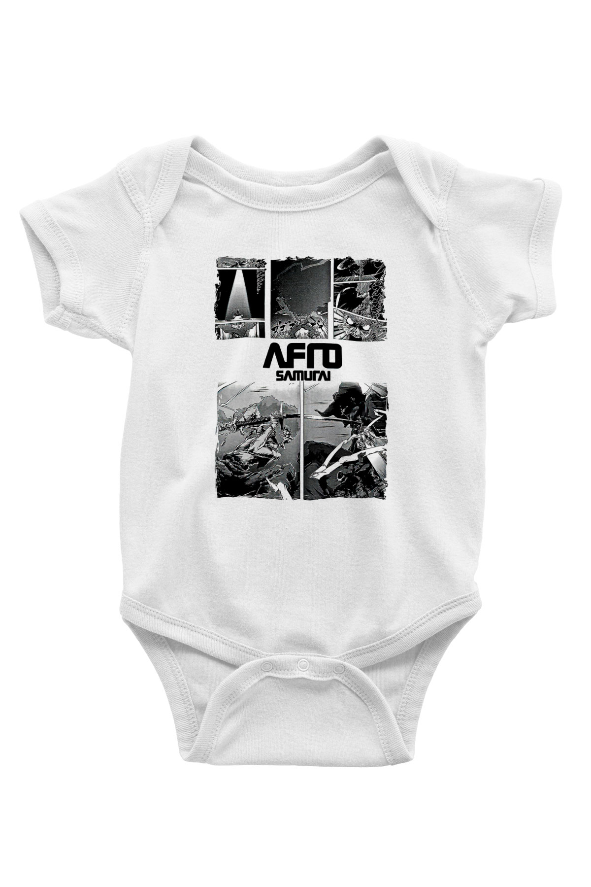 Afro Samurai Baskılı Beyaz Unisex Bebek Body - Zıbın