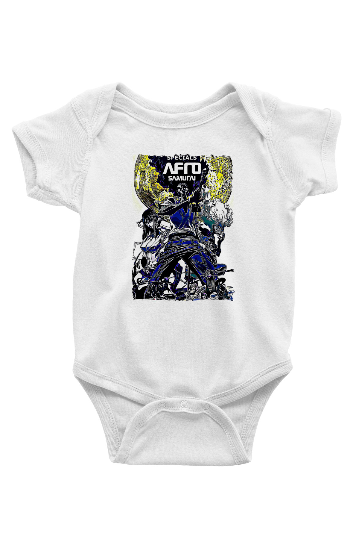 Afro Samurai Baskılı Beyaz Unisex Bebek Body - Zıbın