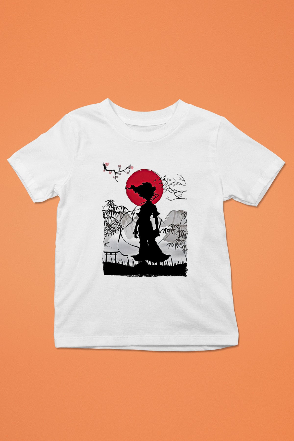 Afro Samurai Baskılı Beyaz Unisex Beyaz Çocuk Tişört - Tshirt