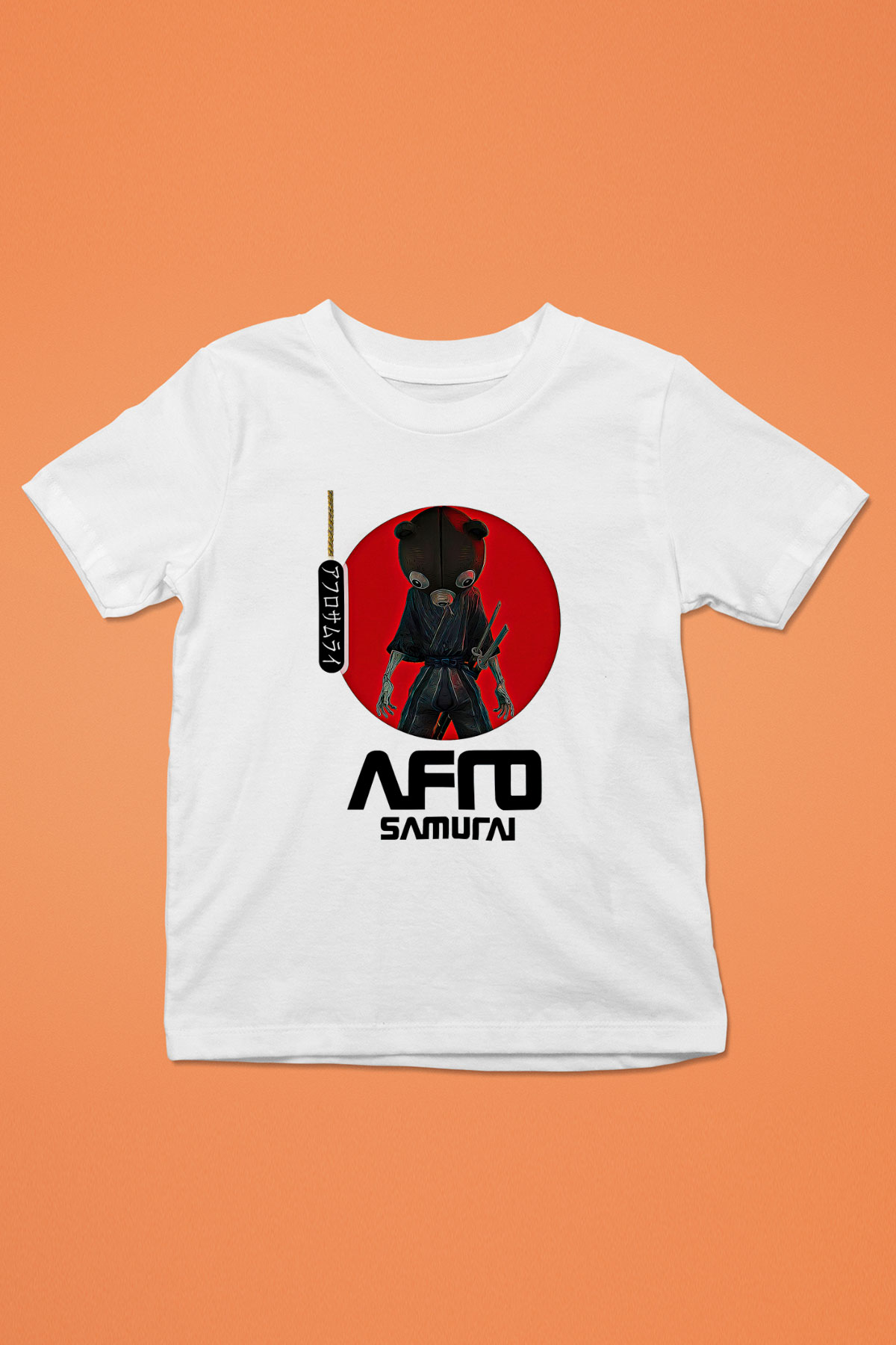 Afro Samurai Baskılı Beyaz Unisex Beyaz Çocuk Tişört - Tshirt