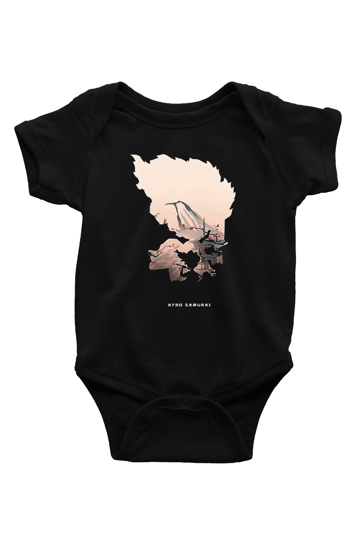 Afro Samurai Baskılı Unisex Siyah Bebek Body - Zıbın