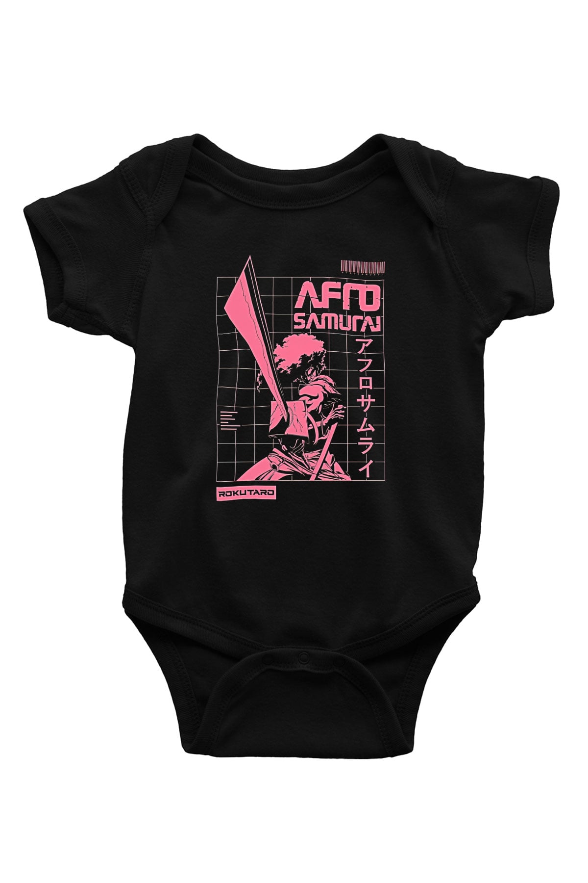 Afro Samurai Baskılı Unisex Siyah Bebek Body - Zıbın