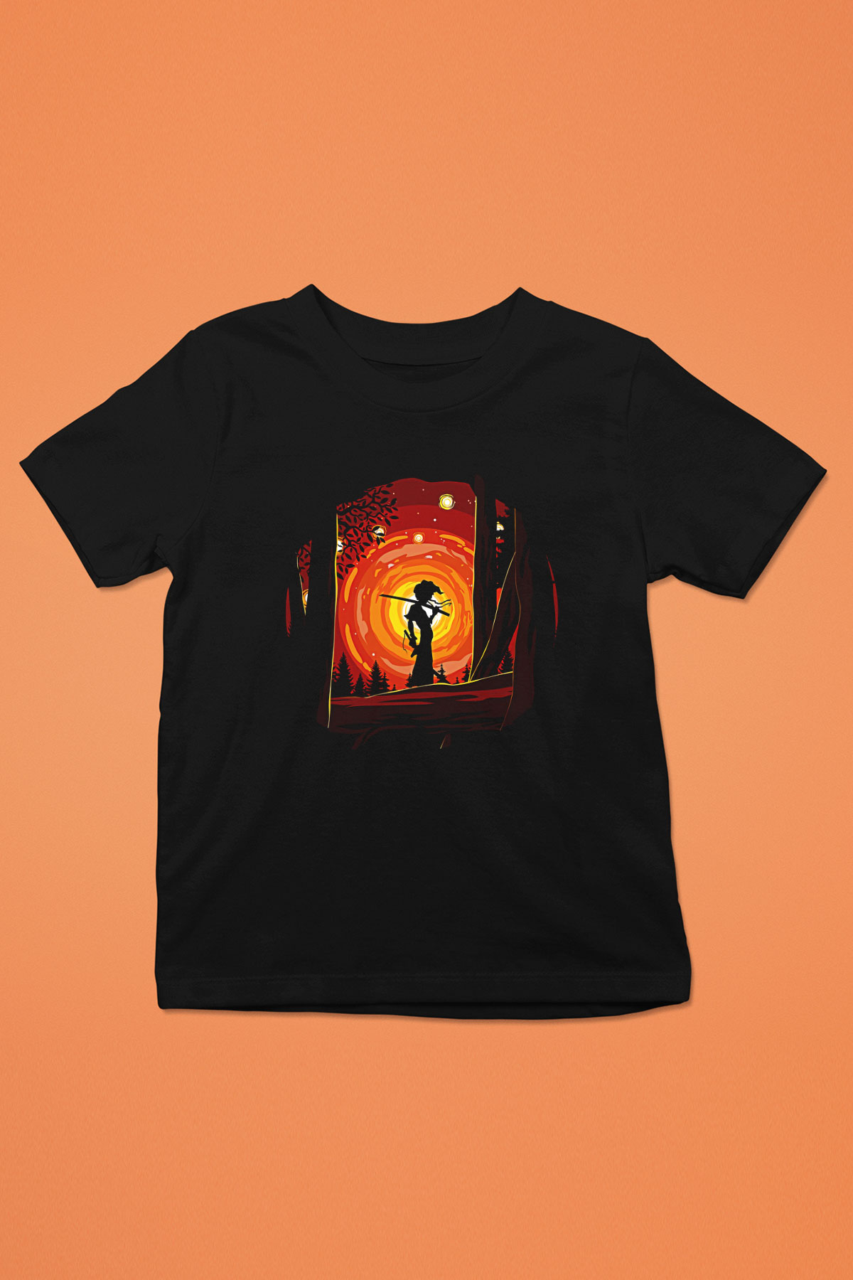 Afro Samurai Baskılı Unisex Siyah Çocuk Tişört - Tshirt
