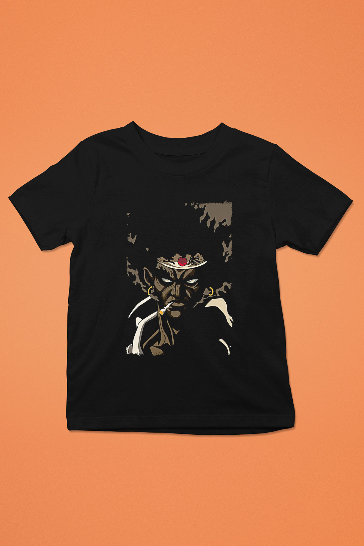 Afro Samurai Baskılı Unisex Siyah Çocuk Tişört - Tshirt
