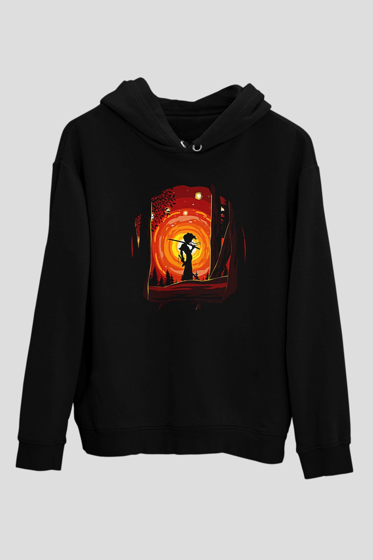 Afro Samurai Baskılı Unisex Siyah Hoodie