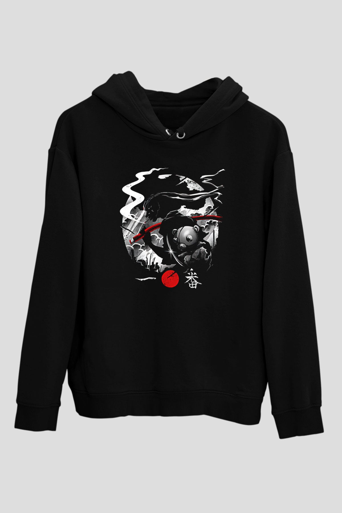 Afro Samurai Baskılı Unisex Siyah Hoodie