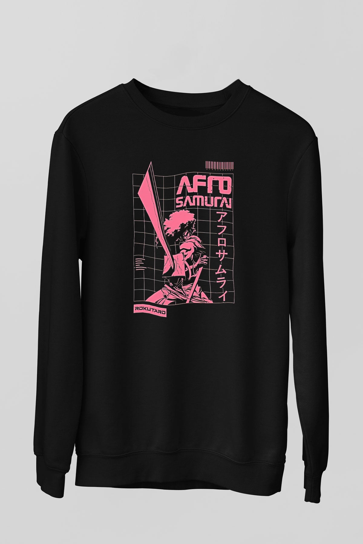 Afro Samurai Baskılı Unisex Siyah Sweatshirt