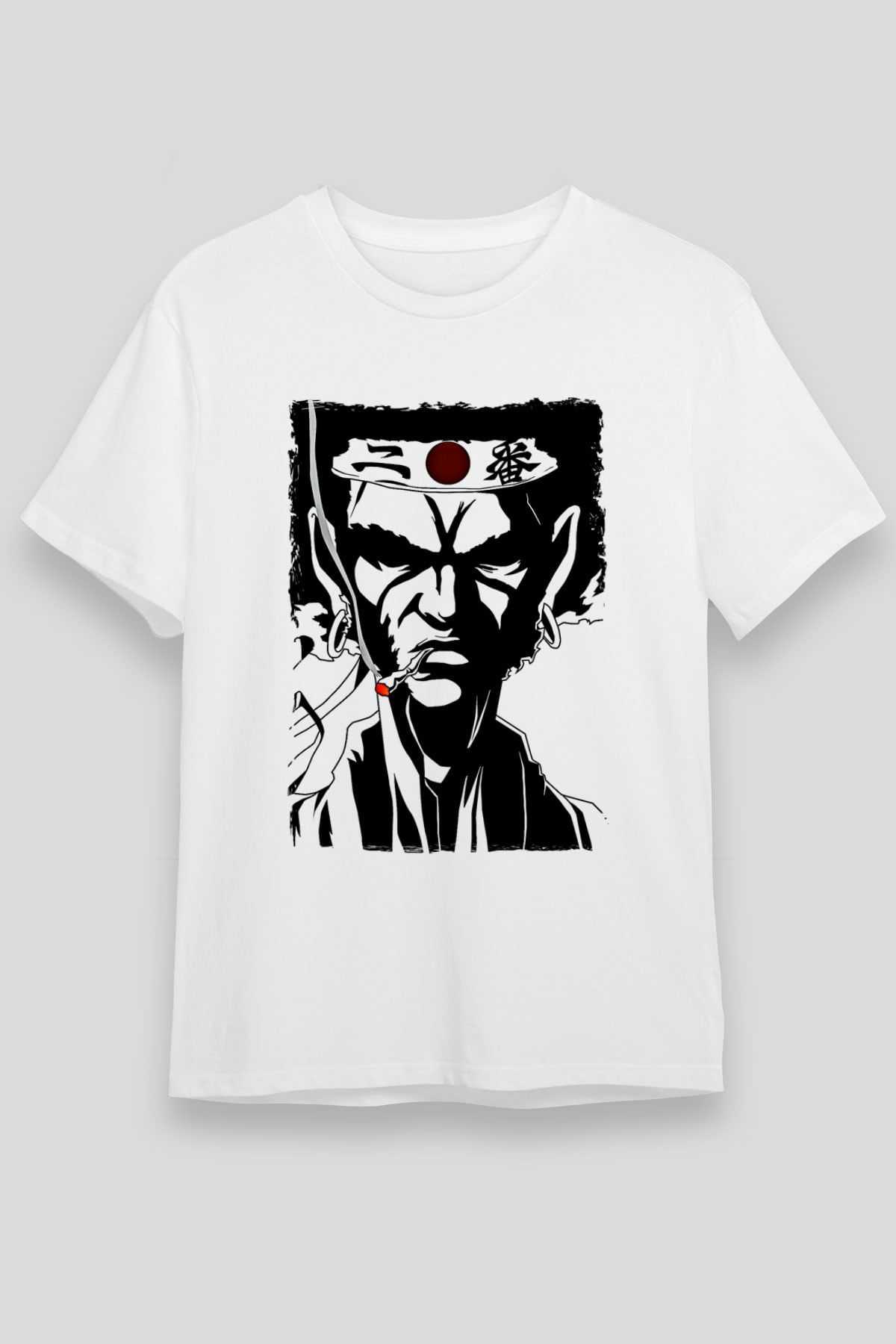 Afro Samurai Unisex Baskılı Beyaz Tişört - Tshirt