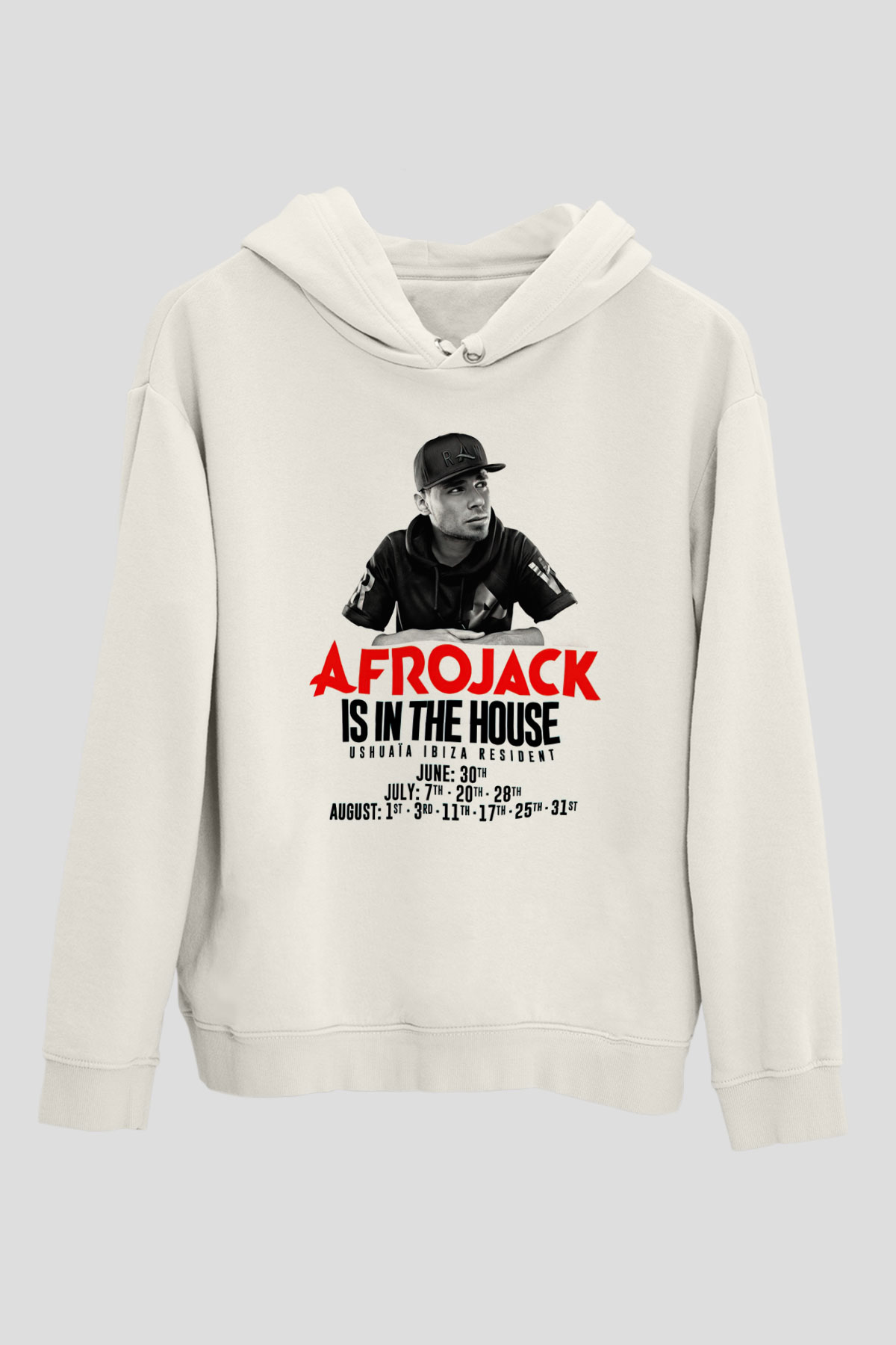 Afrojack Beyaz Unisex Kapüşonlu Sweatshirt