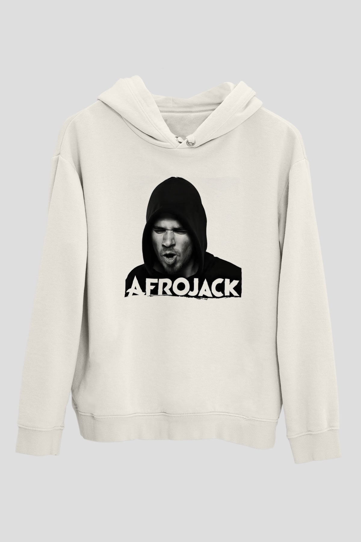 Afrojack Beyaz Unisex Kapüşonlu Sweatshirt