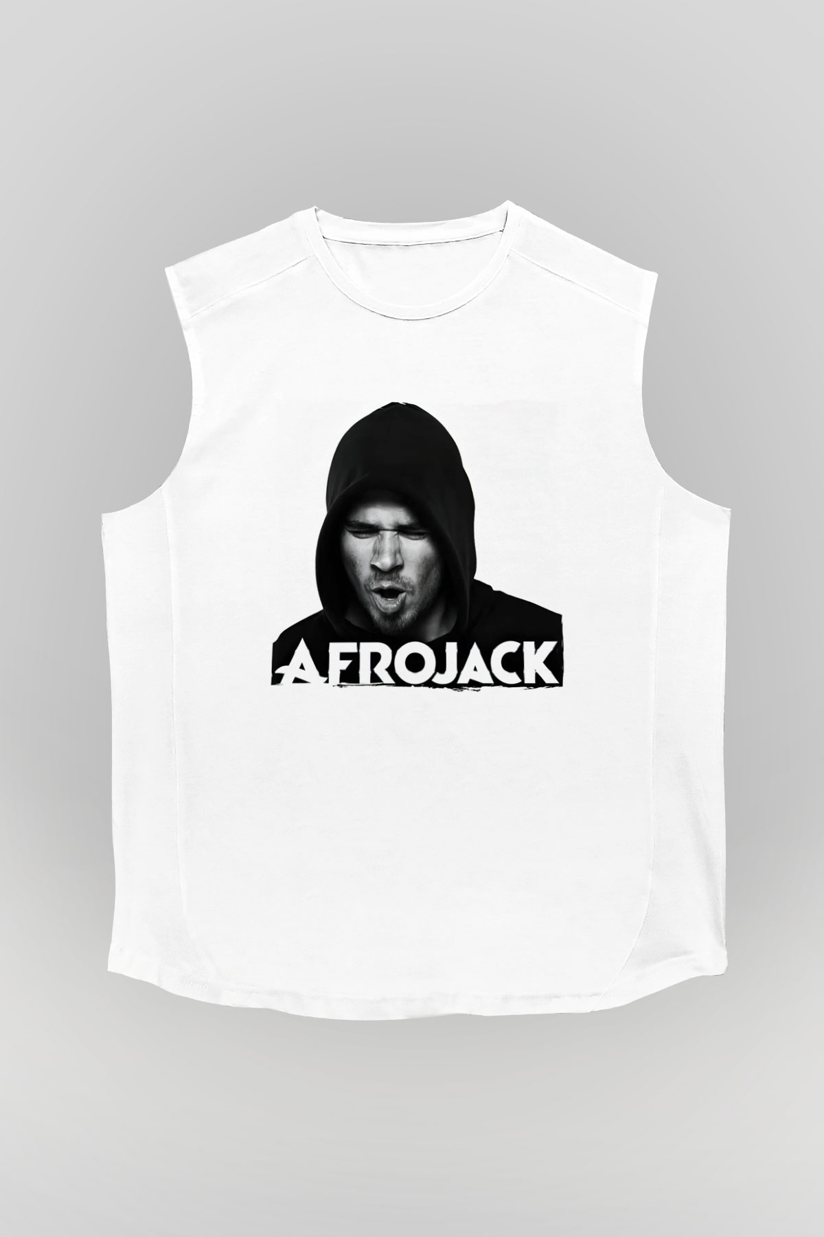 Afrojack Beyaz Unisex Kolsuz Tişört