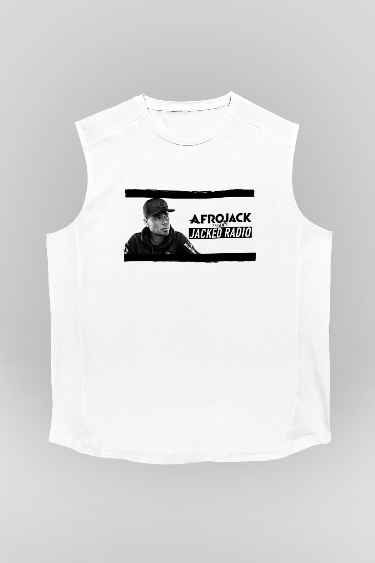 Afrojack Beyaz Unisex Kolsuz Tişört