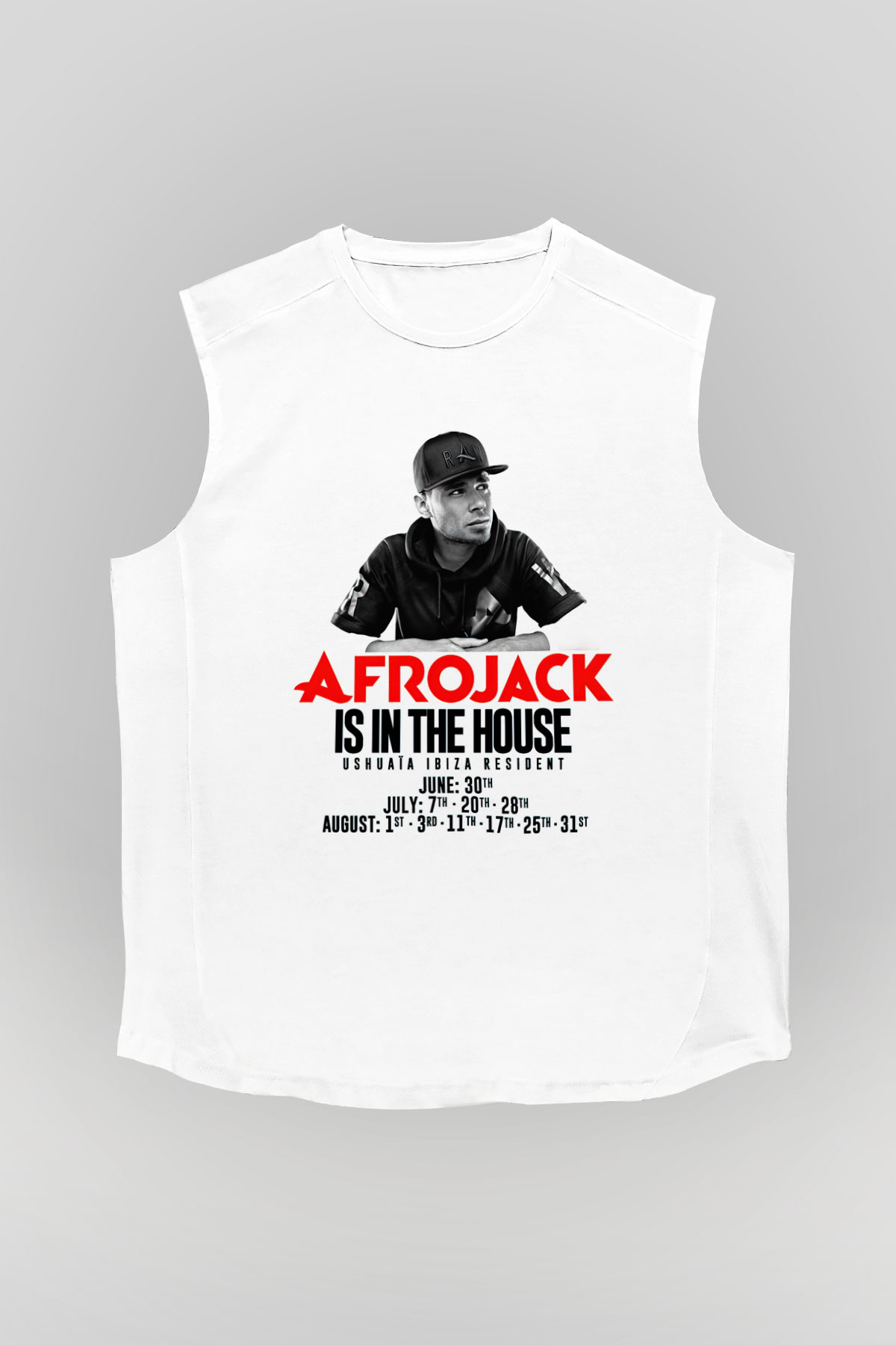 Afrojack Beyaz Unisex Kolsuz Tişört