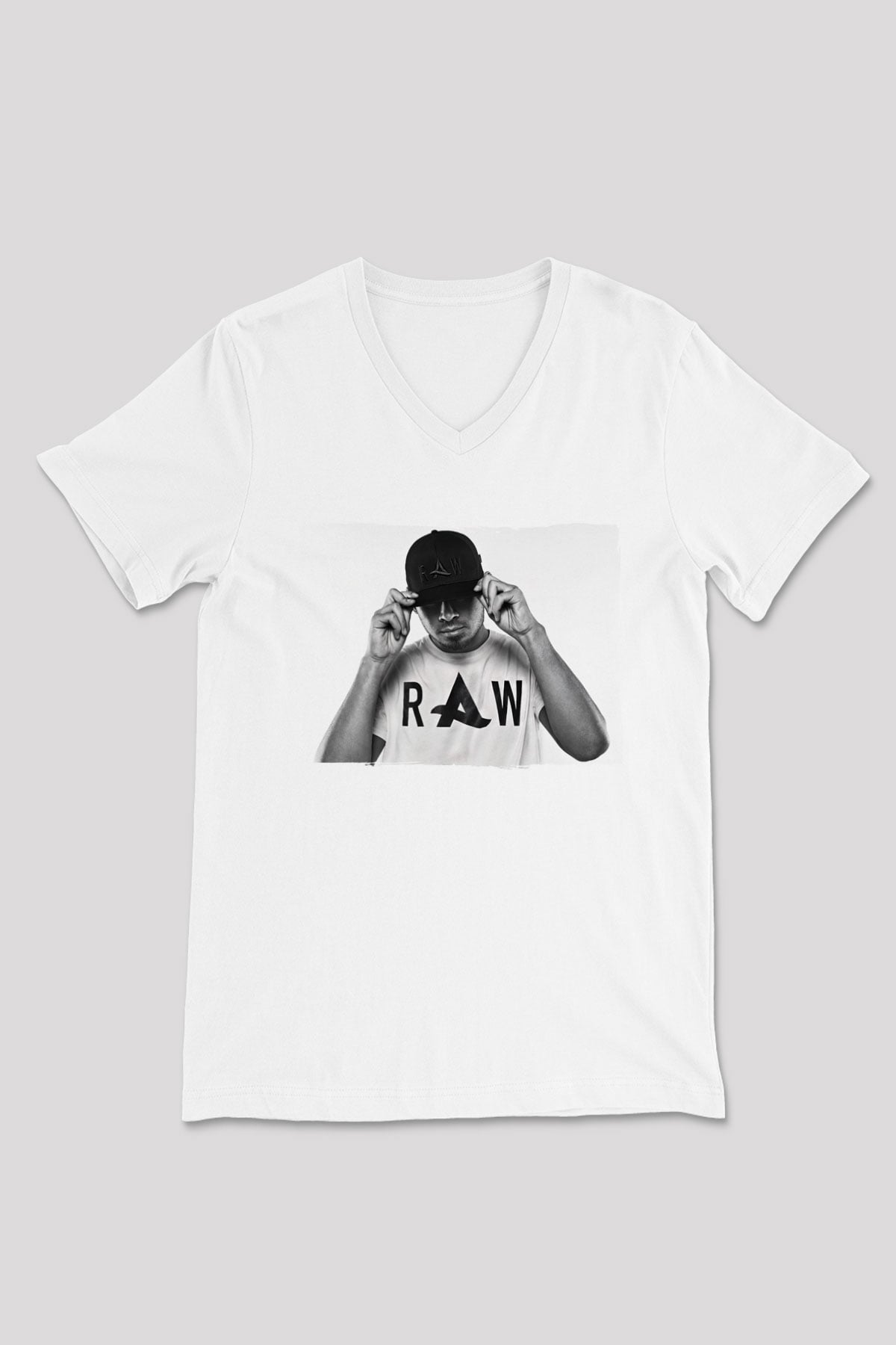 Afrojack Beyaz Unisex V Yaka Tişört